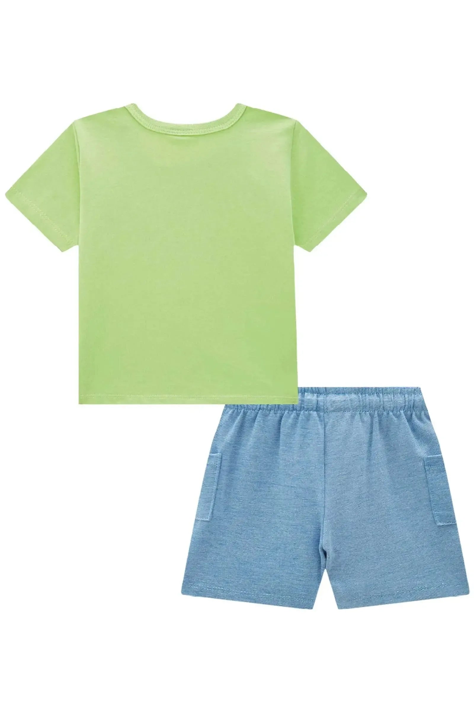 Conjunto de Camiseta em Meia Malha e Bermuda em Malha Alfaiataria com Elastano 87623 LucBoo Bebê Menino