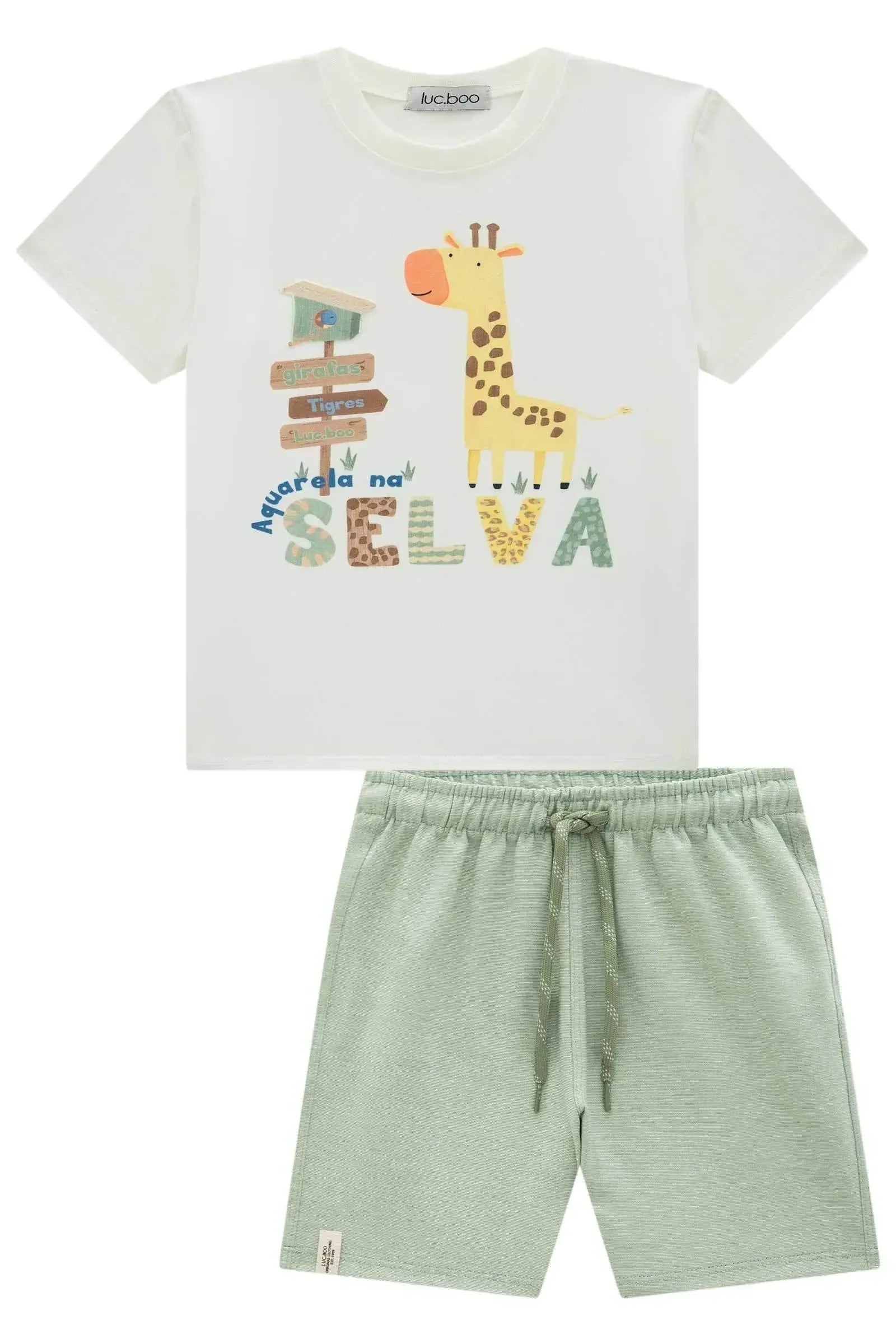 Conjunto de Camiseta em Meia Malha e Bermuda em Malha Alfaiataria com Elastano 95051 LucBoo Infantil Menino