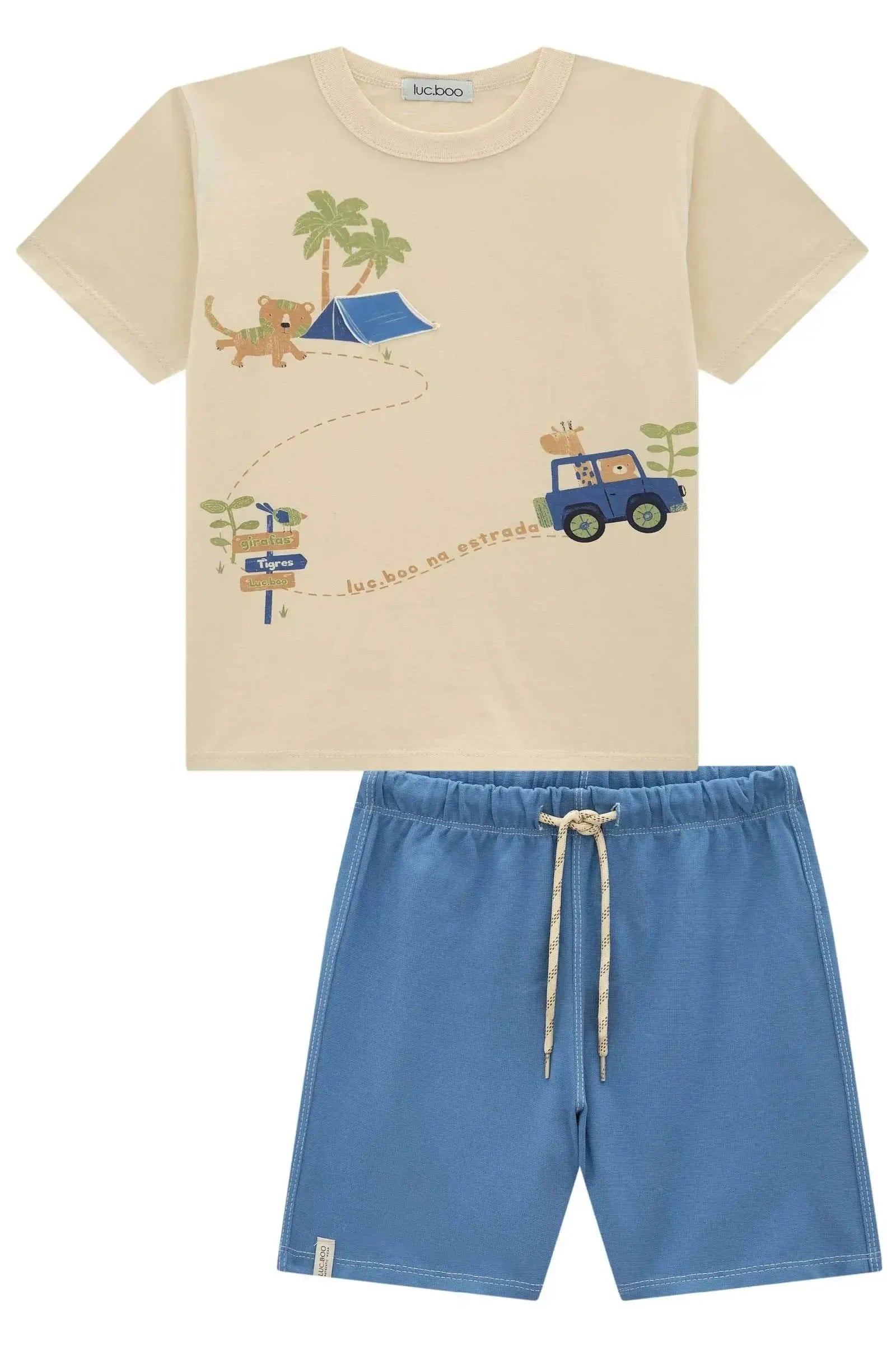 Conjunto de Camiseta em Meia Malha e Bermuda em Malha Alfaiataria com Elastano 95052 LucBoo Infantil Menino