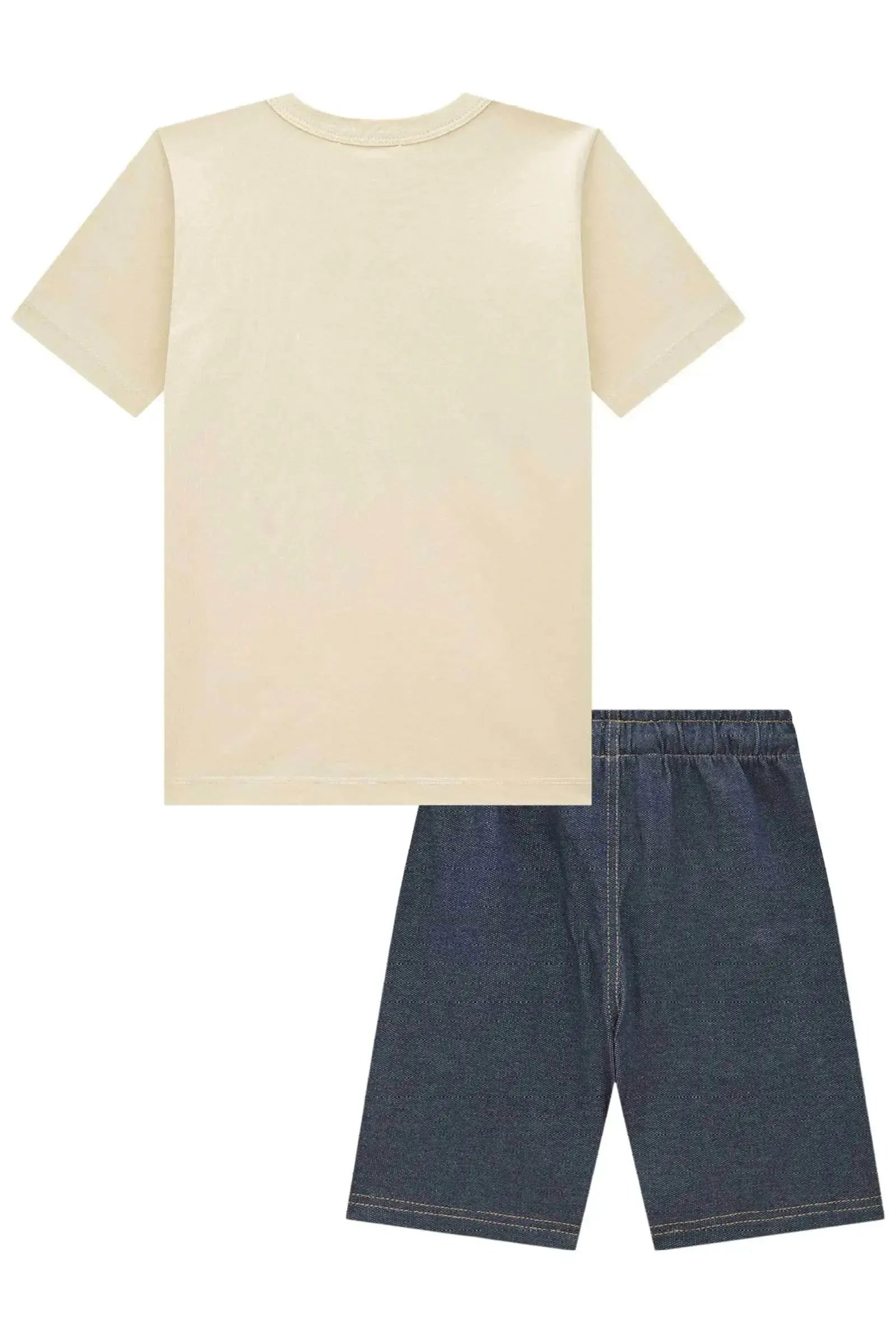 Conjunto de Camiseta em Meia Malha e Bermuda em Malha Denim com Elastano 94574 LucBoo Infantil Menino