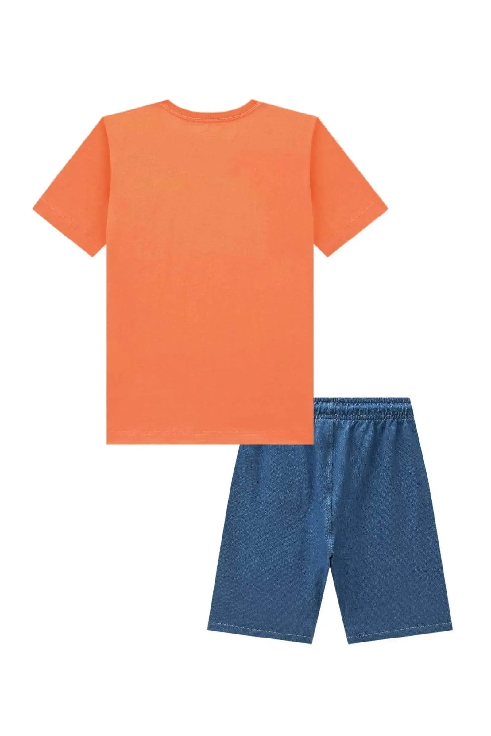 Conjunto de Camiseta em Meia Malha e Bermuda em Malha Denim com Elastano 94857 LucBoo Infantil Menino