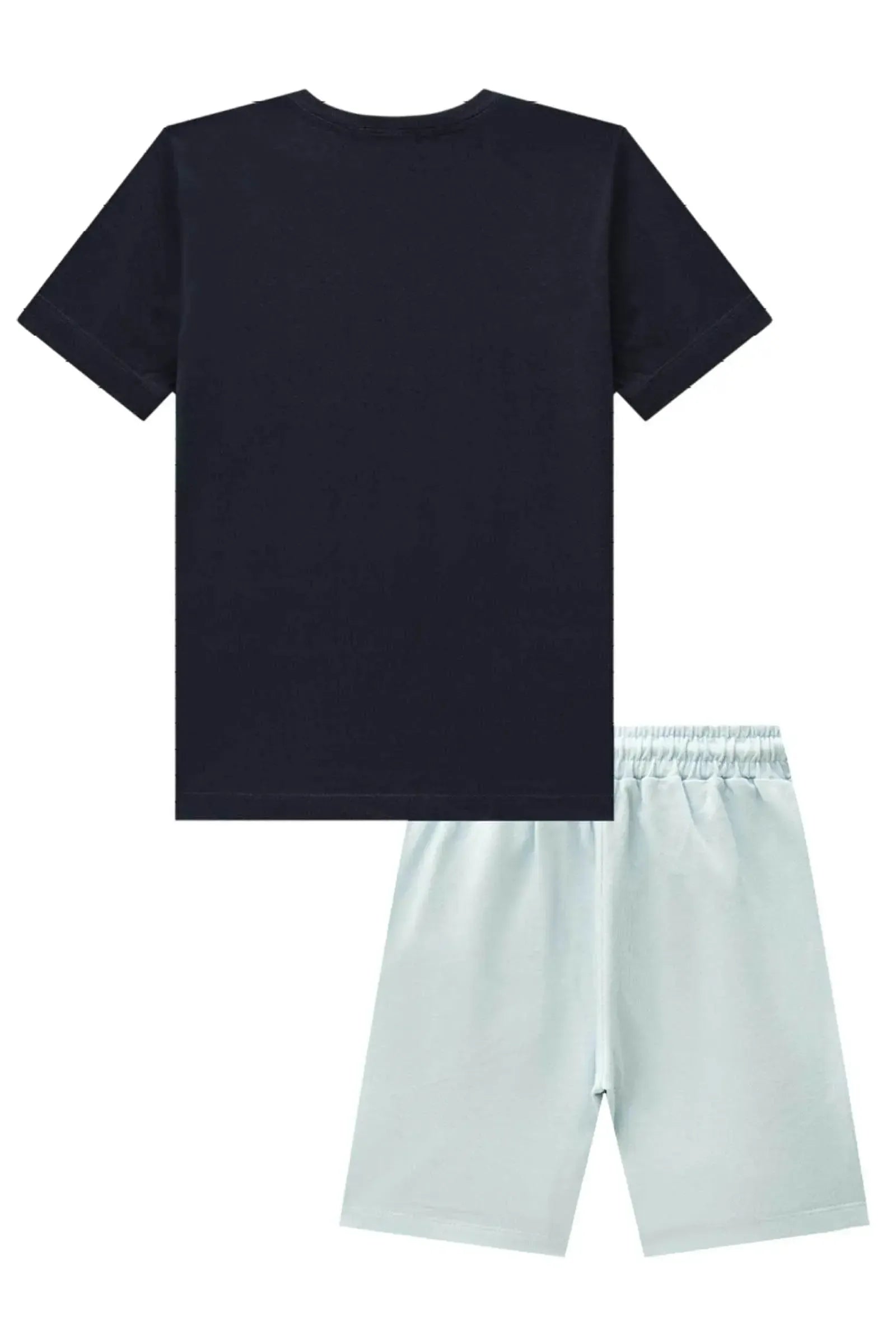 Conjunto de Camiseta em Meia Malha e Bermuda em Malha Denim com Elastano 87988 LucBoo Infantil Menino