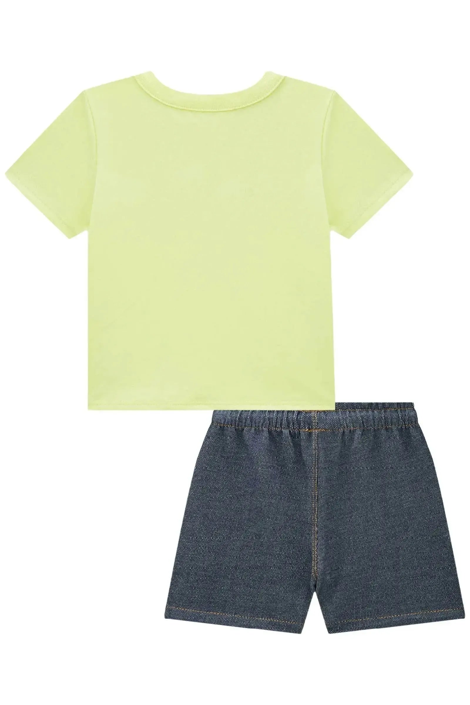 Conjunto de Camiseta em Meia Malha e Bermuda em Malha Denim com Elastano 93038 Johnny Fox Bebê Menino