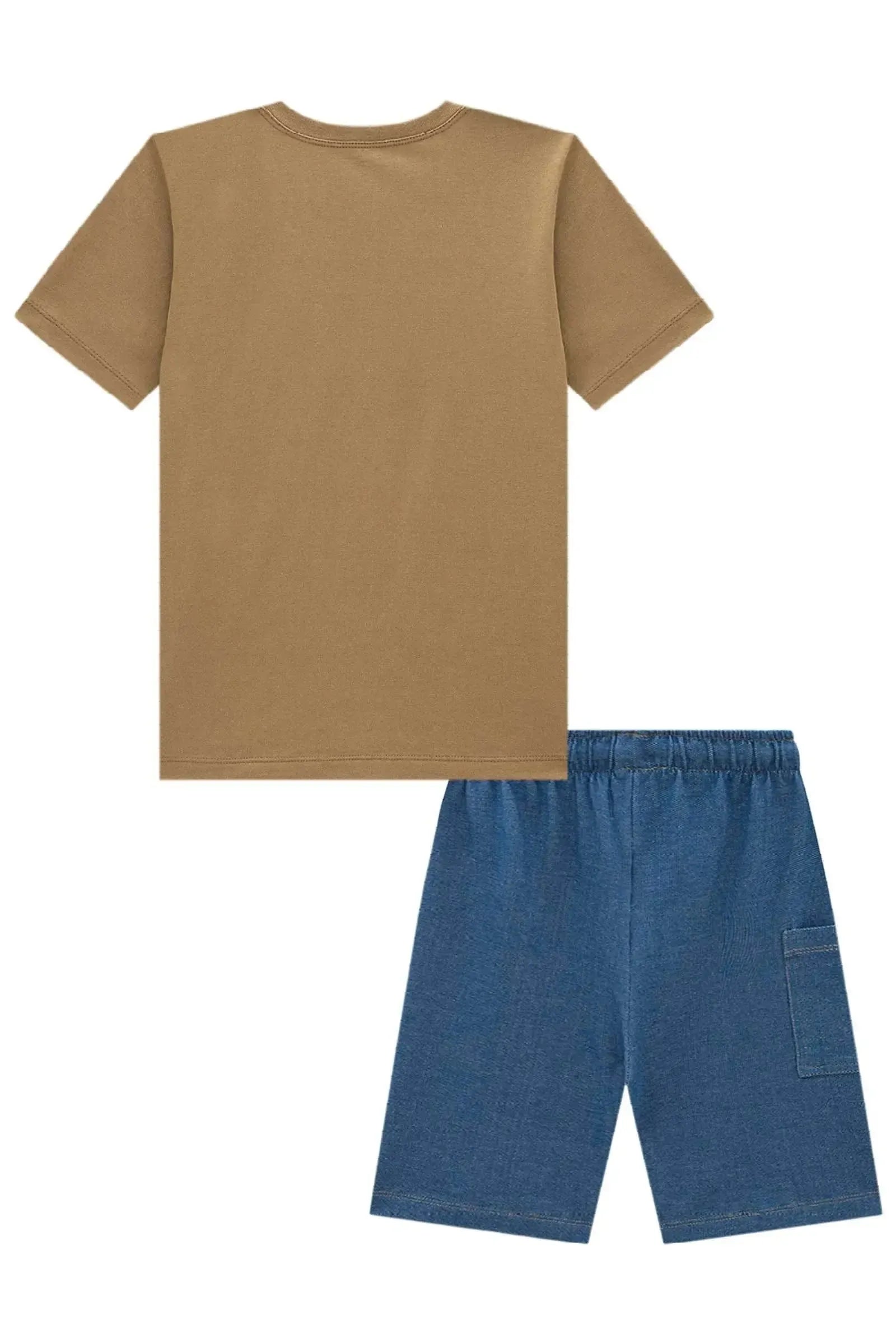 Conjunto de Camiseta em Meia Malha e Bermuda em Malha Denim com Elastano 98002 Johnny Fox Teen Menino