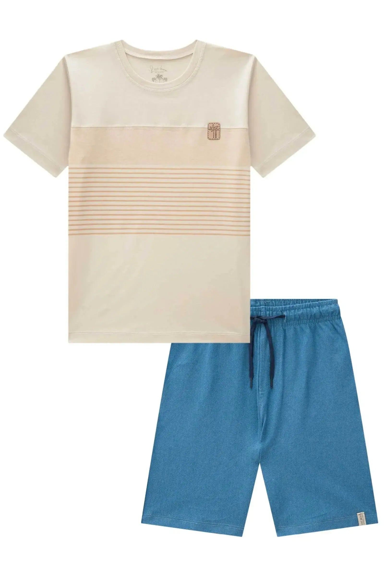 Conjunto de Camiseta em Meia Malha e Bermuda em Malha Fish com Elastano 83604 LucBoo Infantil Menino