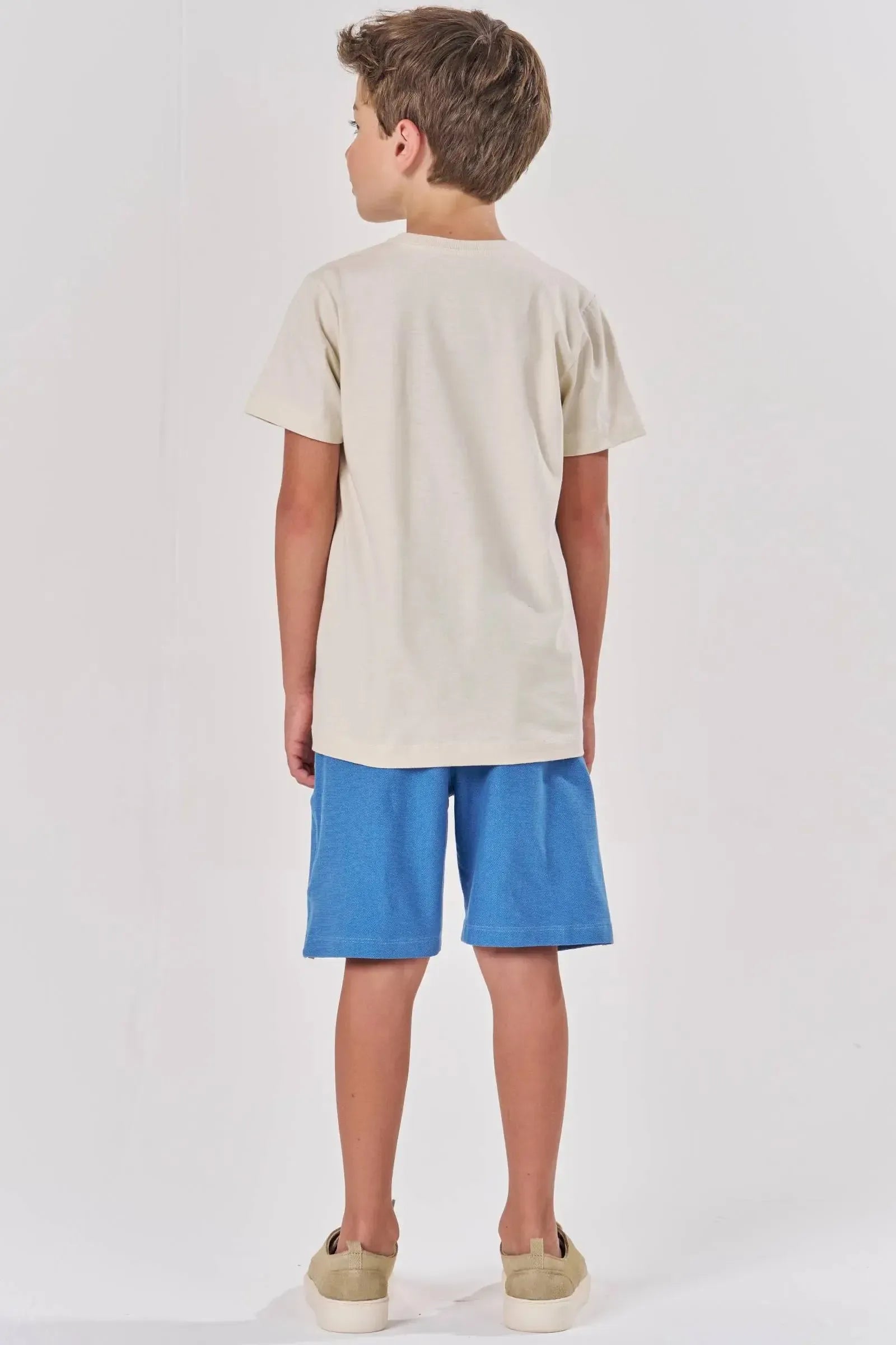 Conjunto de Camiseta em Meia Malha e Bermuda em Malha Fish com Elastano 83604 LucBoo Infantil Menino