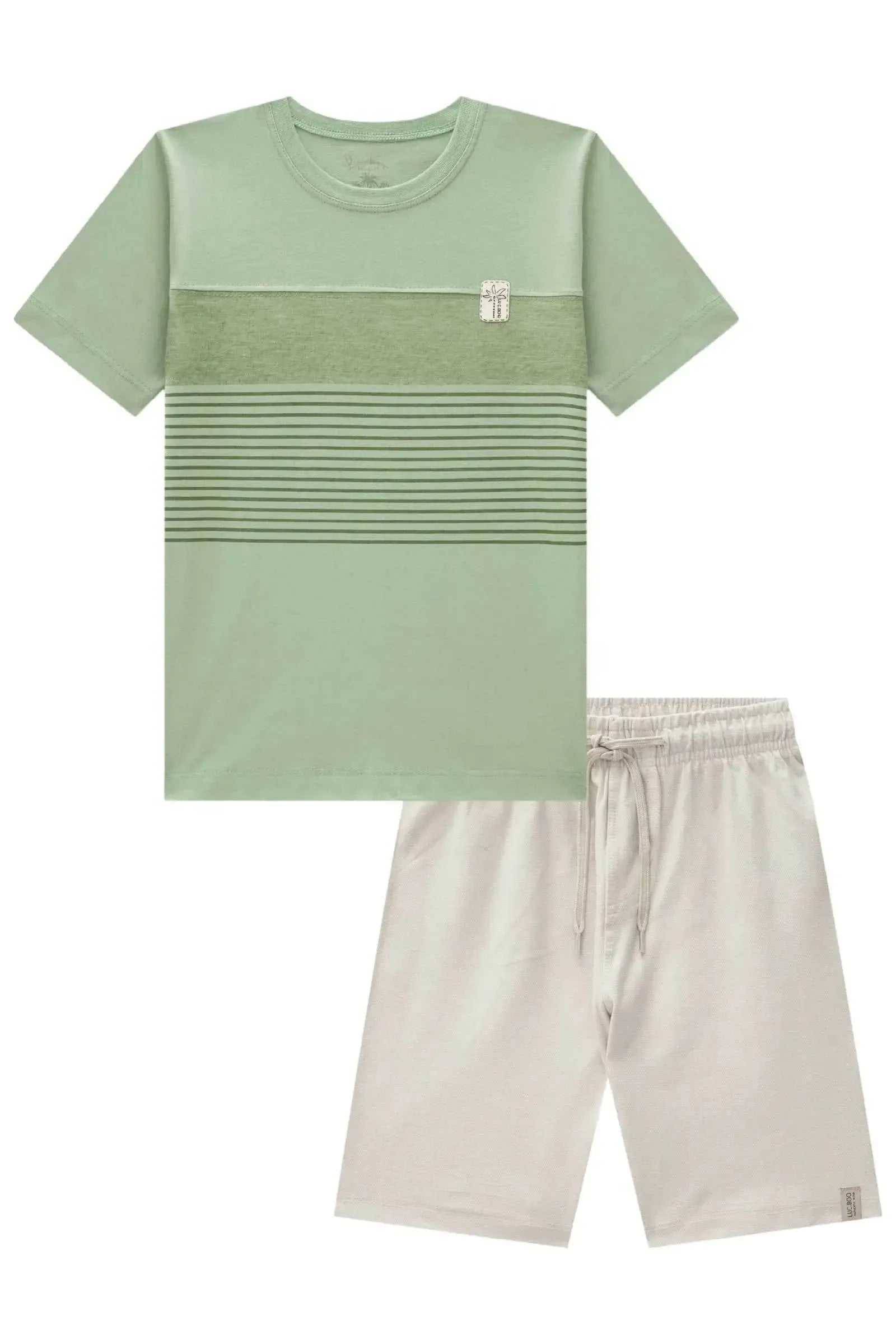 Conjunto de Camiseta em Meia Malha e Bermuda em Malha Fish com Elastano 83604 LucBoo Infantil Menino