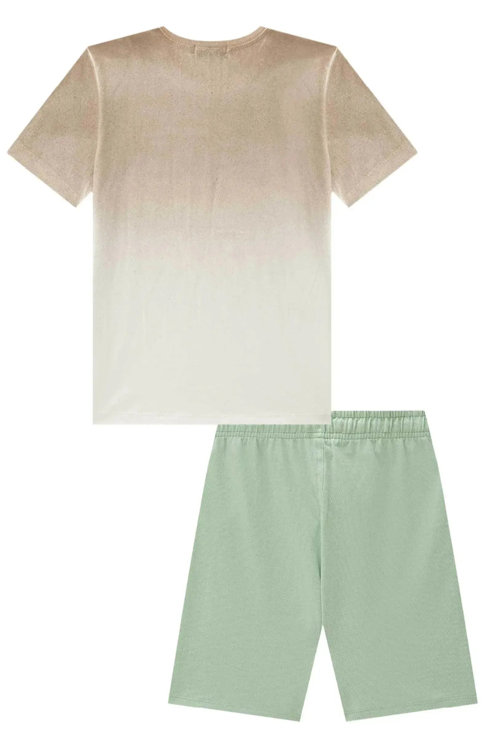 Conjunto de Camiseta em Meia Malha e Bermuda em Malha Fish com Elastano 86604 LucBoo Infantil Menino