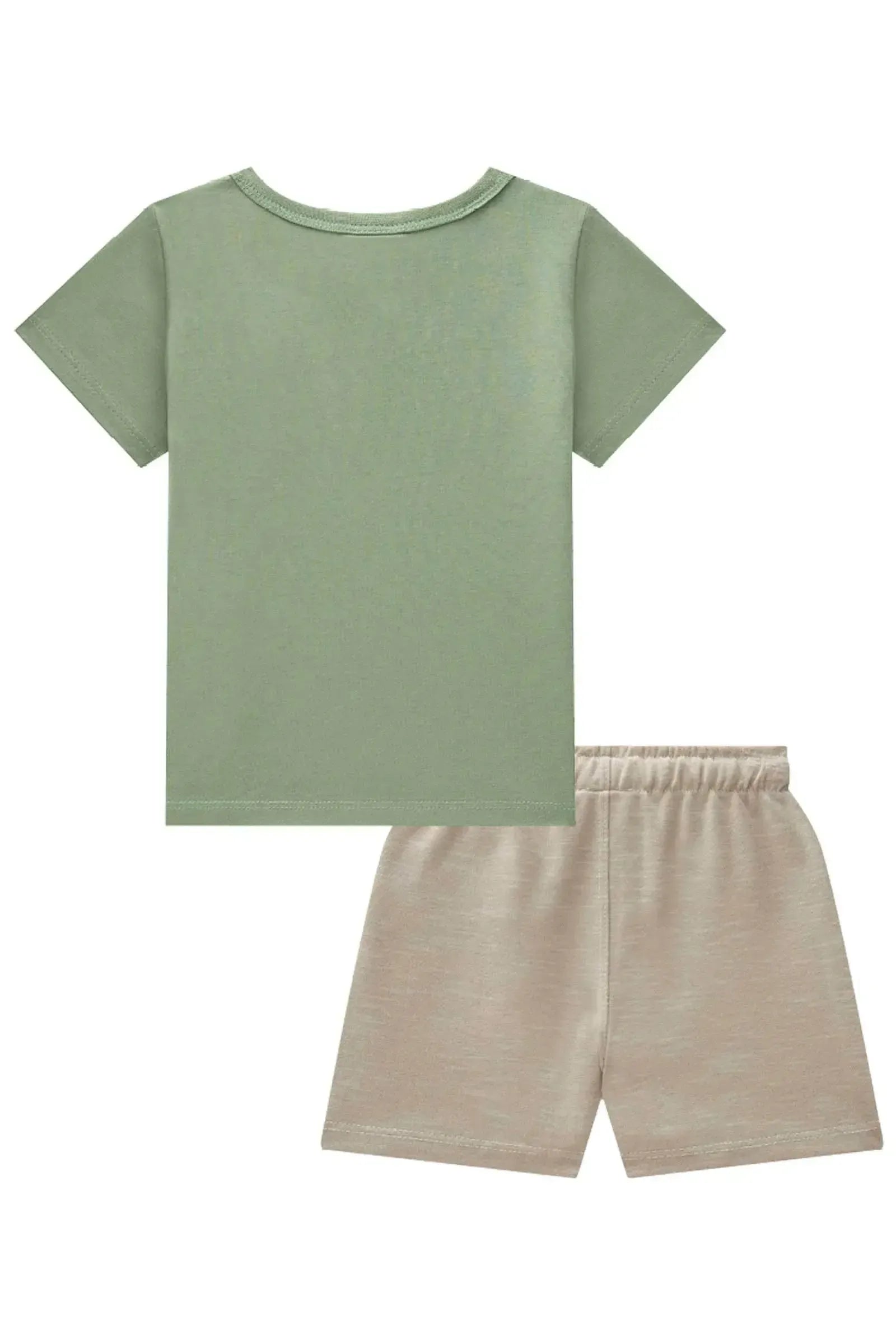 Conjunto de Camiseta em Meia Malha e Bermuda em Mesclado Bicolor 83381 LucBoo Bebê Menino