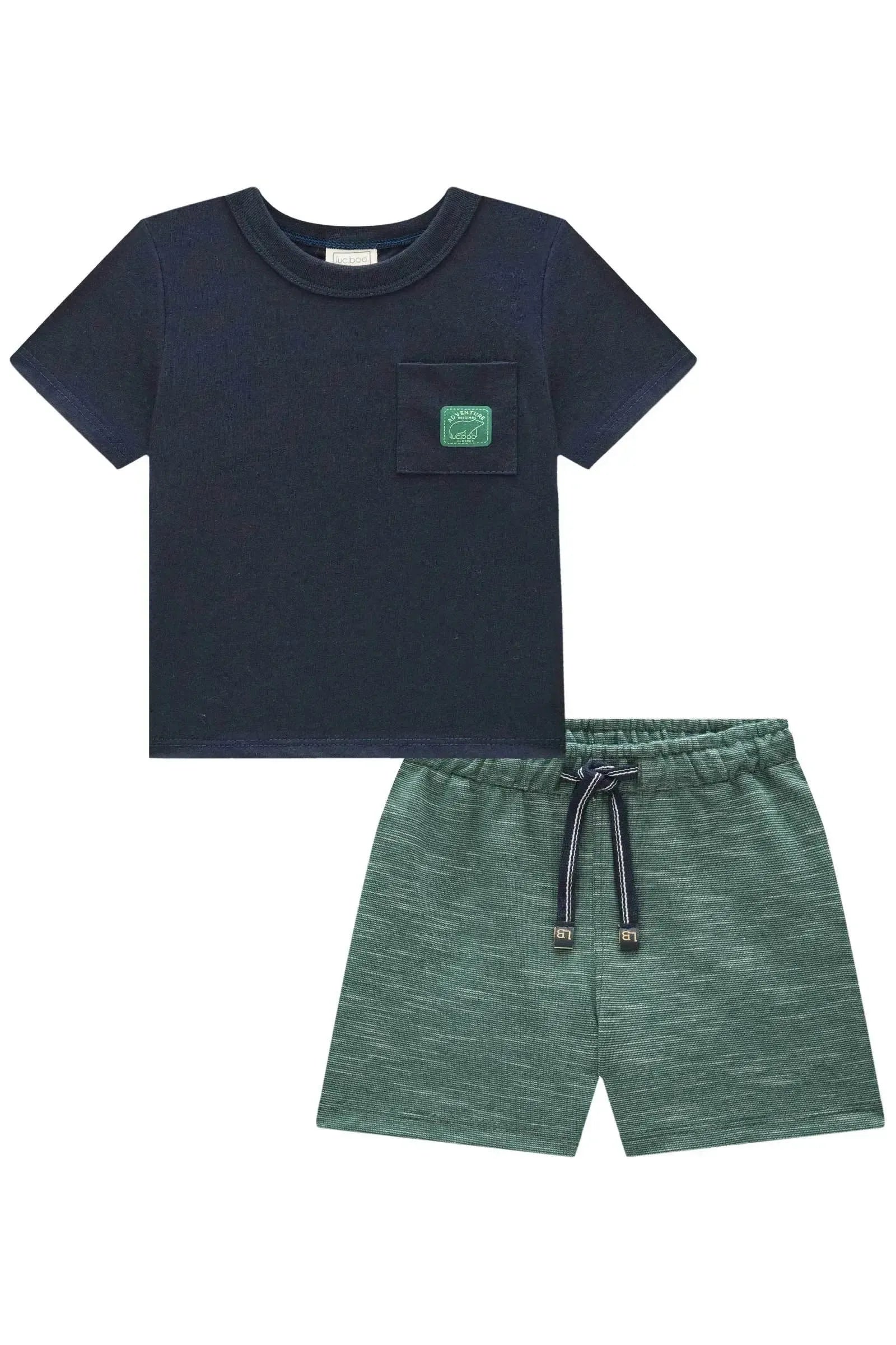 Conjunto de Camiseta em Meia Malha e Bermuda em Mesclado Bicolor com Elastano 92856 LucBoo Bebê Menino