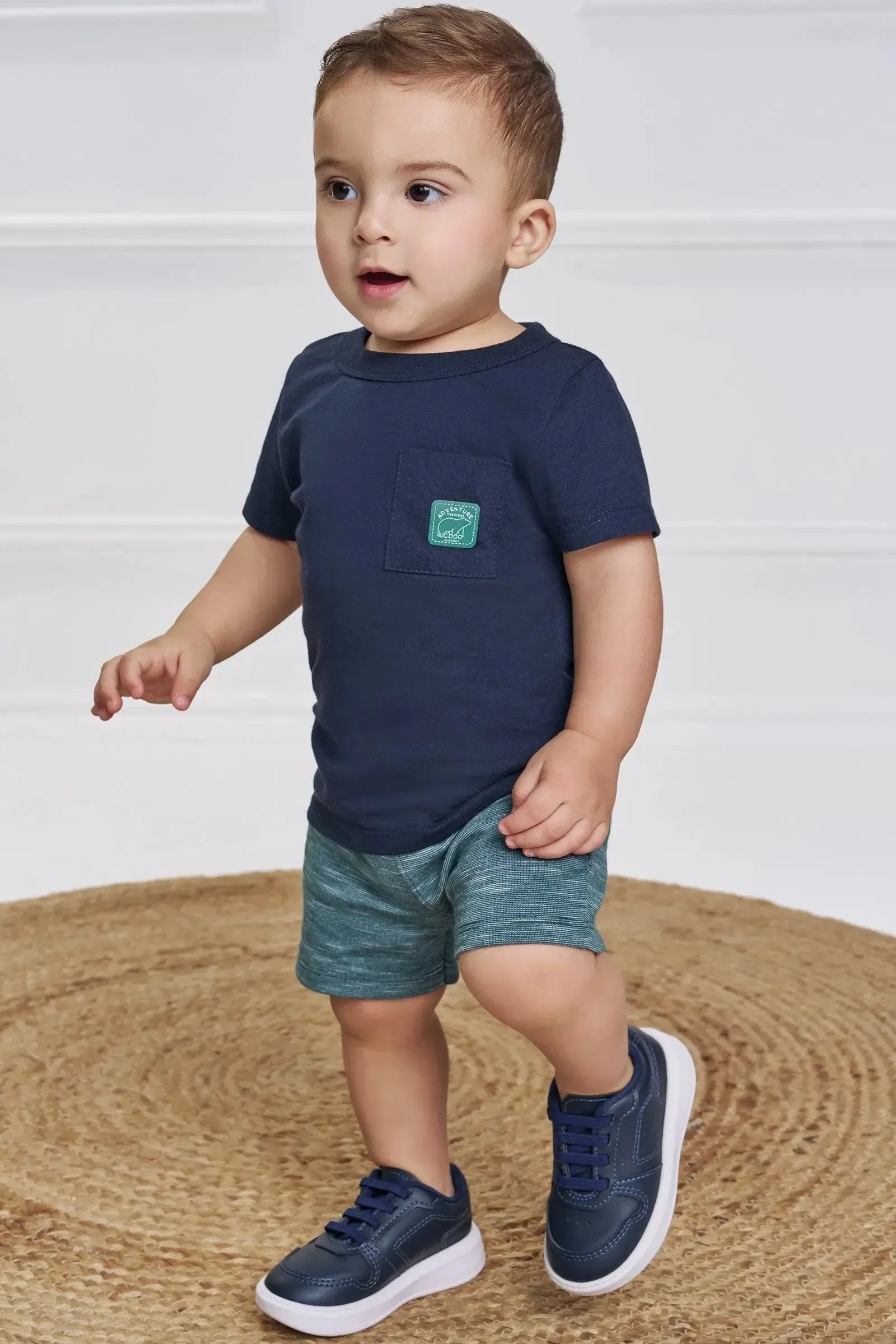 Conjunto de Camiseta em Meia Malha e Bermuda em Mesclado Bicolor com Elastano 92856 LucBoo Bebê Menino