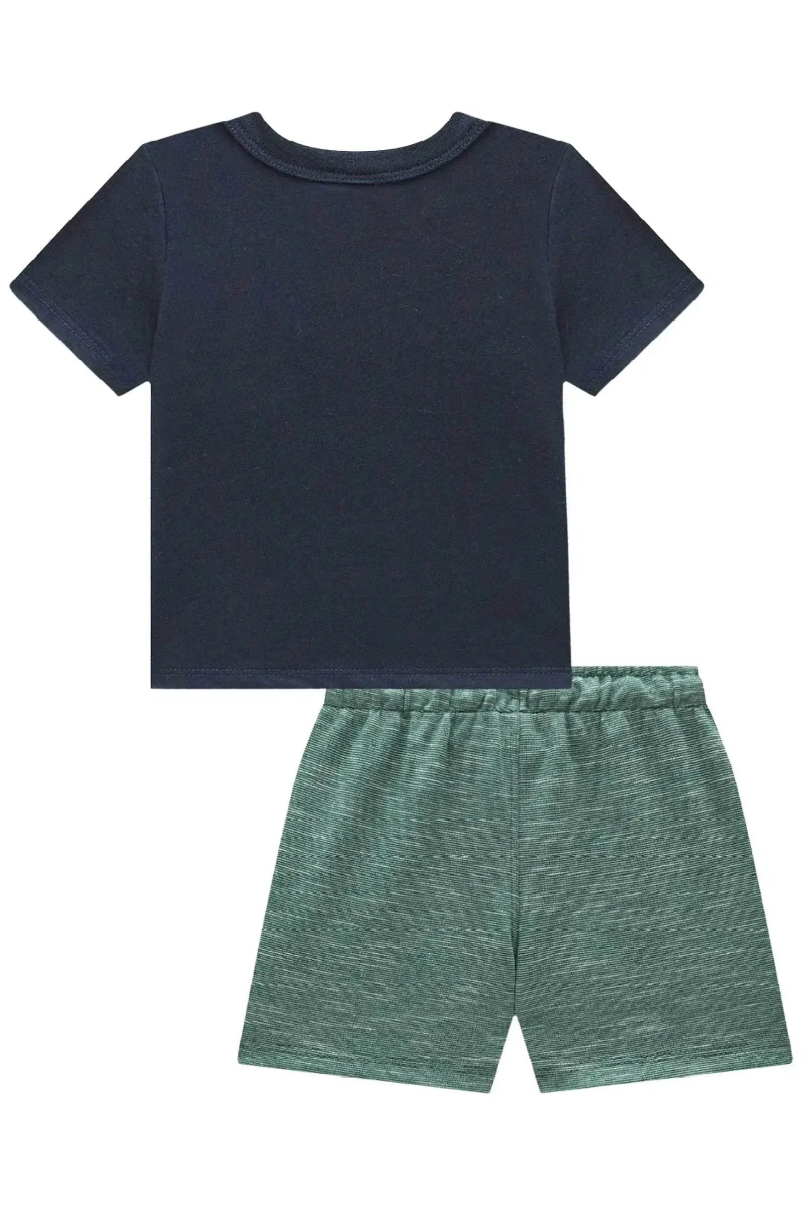 Conjunto de Camiseta em Meia Malha e Bermuda em Mesclado Bicolor com Elastano 92856 LucBoo Bebê Menino