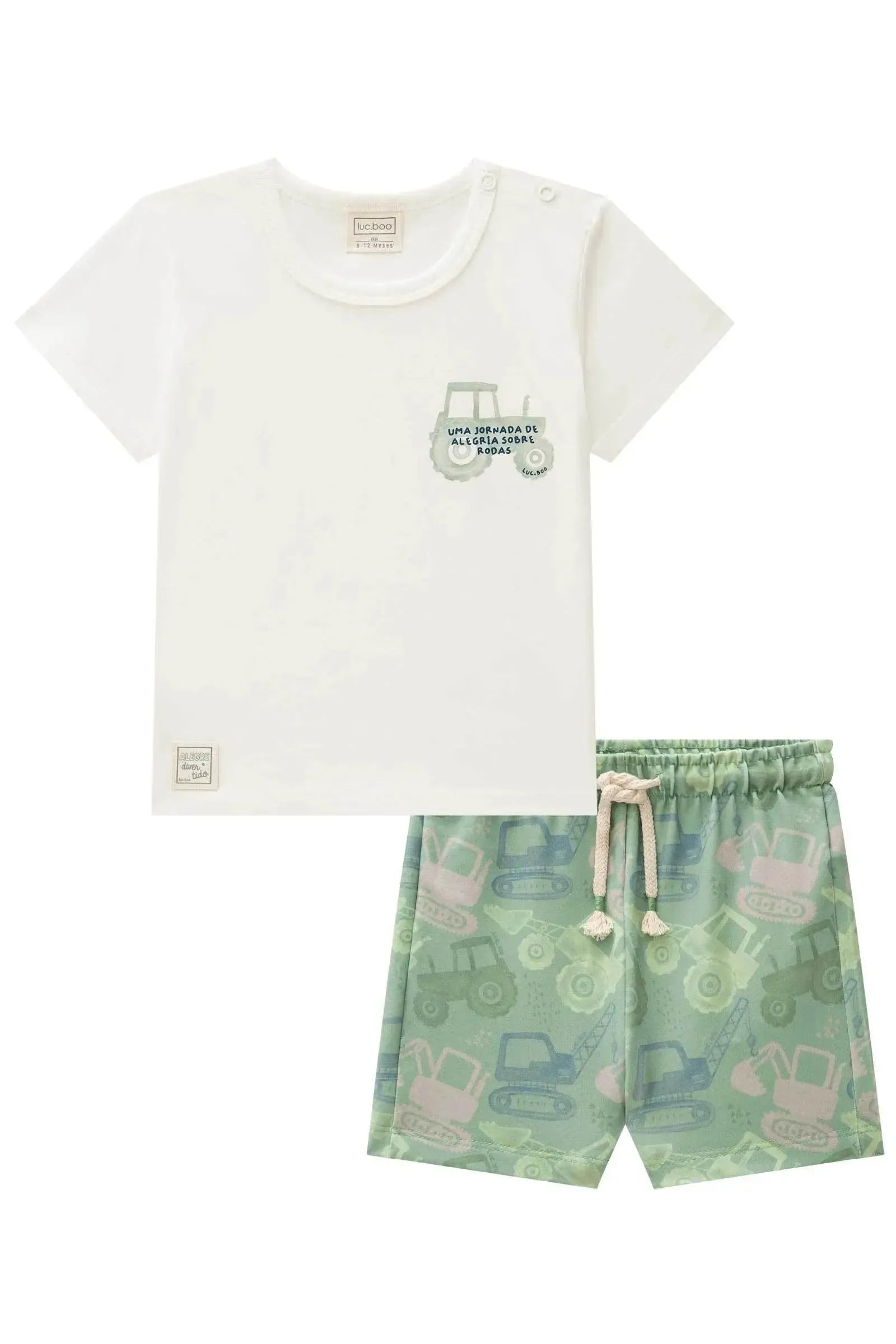 Conjunto de Camiseta em Meia Malha e Bermuda em Molecotton 83841 LucBoo Bebê Menino
