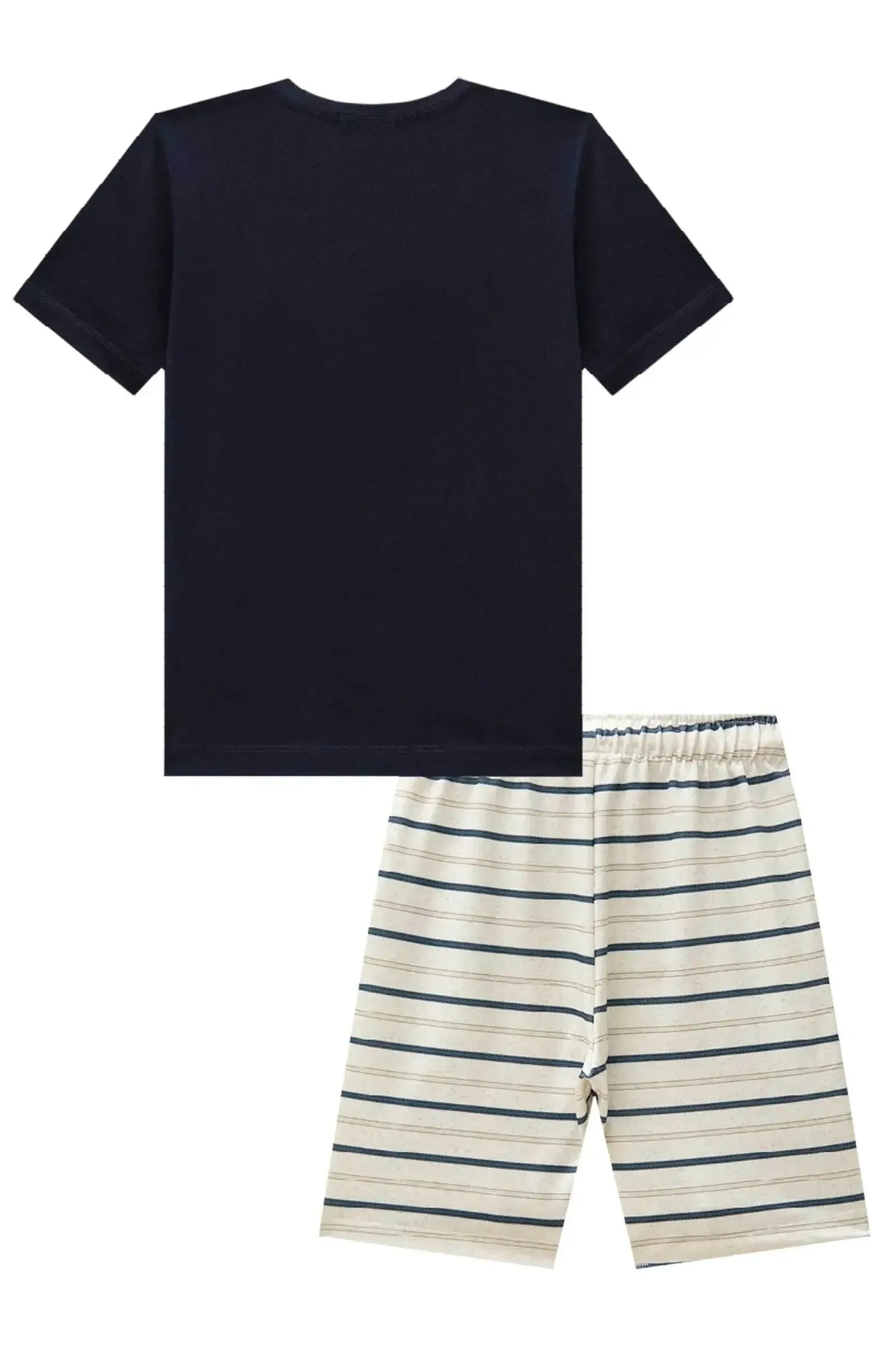 Conjunto de Camiseta em Meia Malha e Bermuda em Molecotton com Elastano 87008 LucBoo Infantil Menino