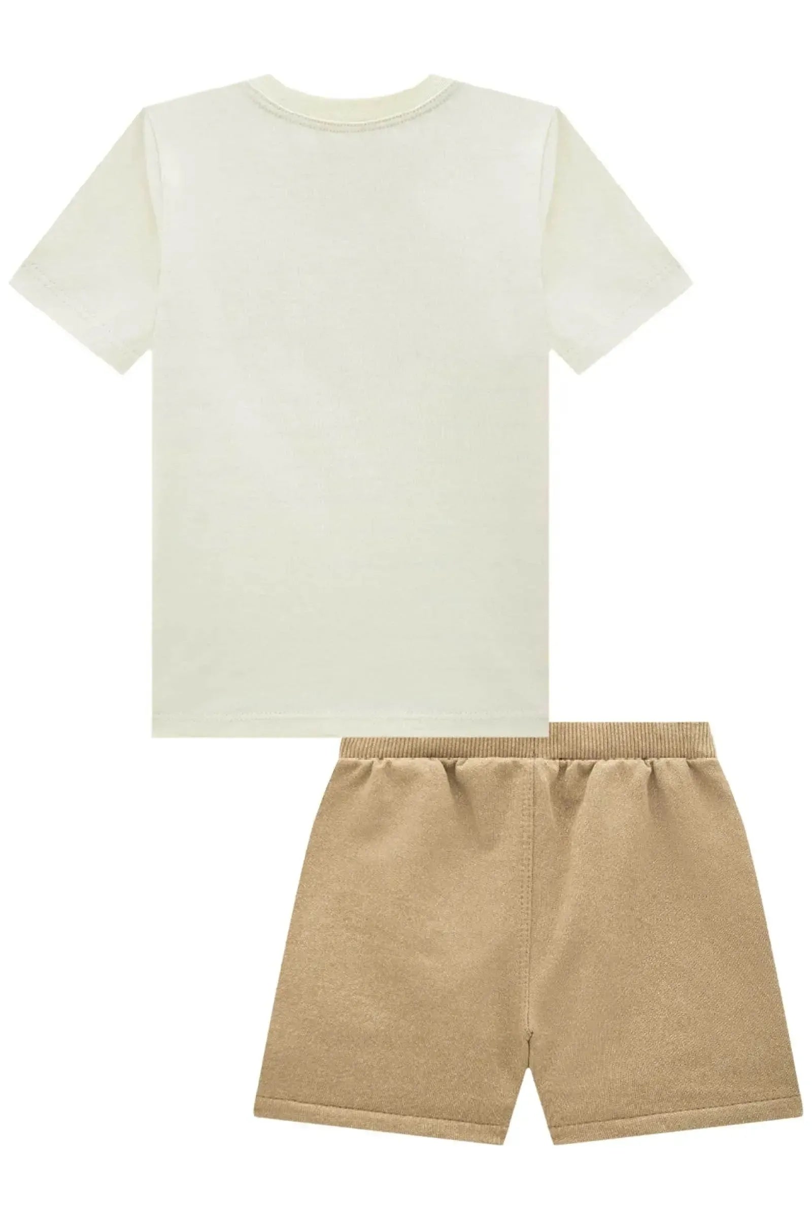 Conjunto de Camiseta em Meia Malha e Bermuda em Moletom Diferenciado sem Pelúcia 93900 Johnny Fox Bebê Menino