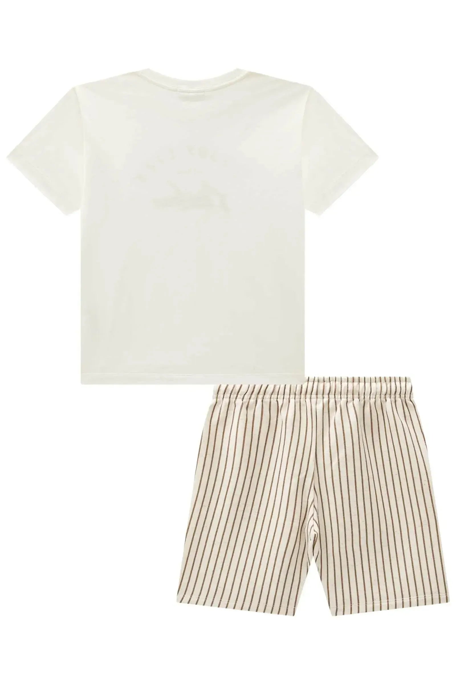 Conjunto de Camiseta em Meia Malha e Bermuda em Moletom Linho sem Pelúcia 96396 LucBoo Infantil Menino