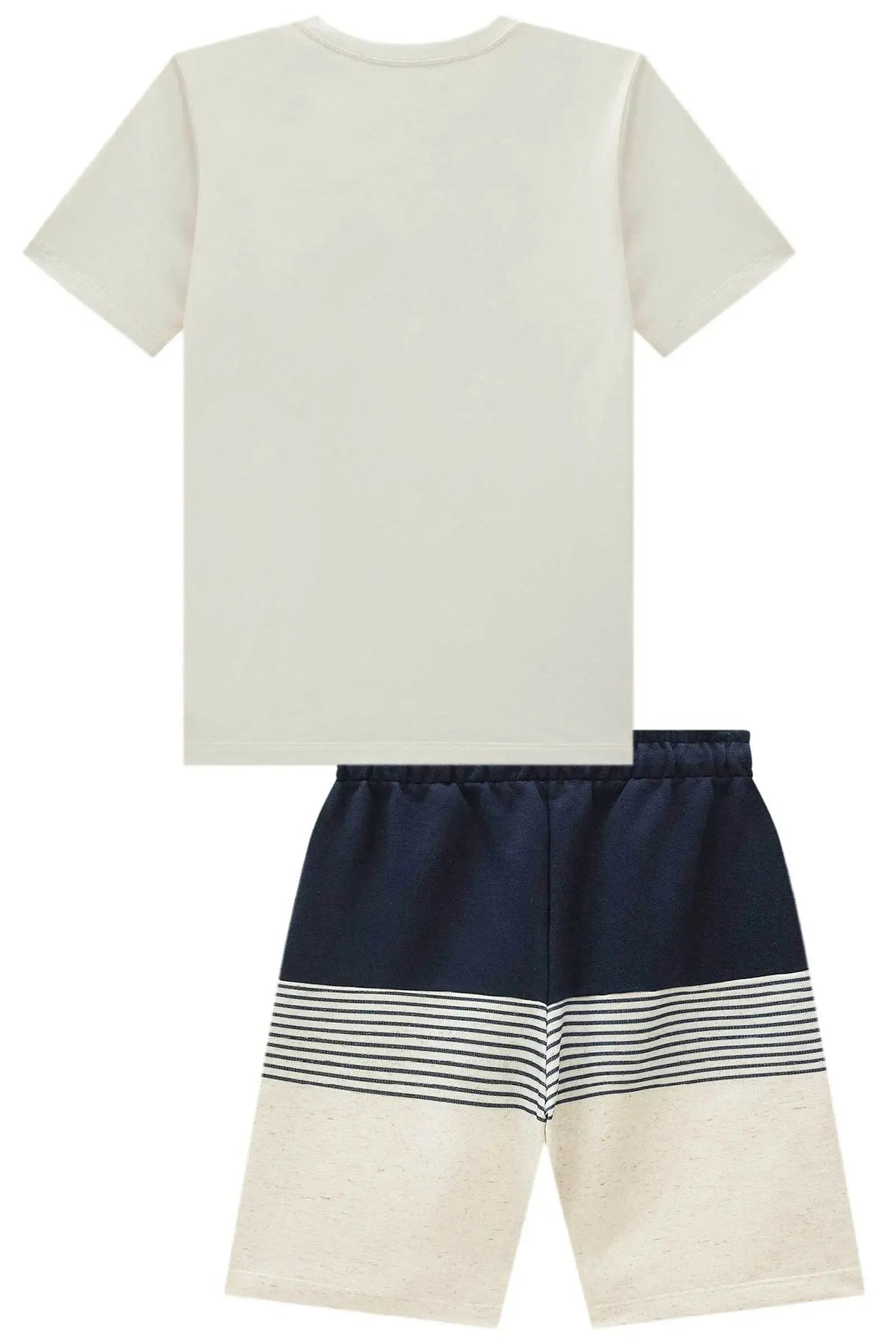 Conjunto de Camiseta em Meia Malha e Bermuda em Moletom Linho sem Pelúcia 98854 Johnny Fox Teen Menino