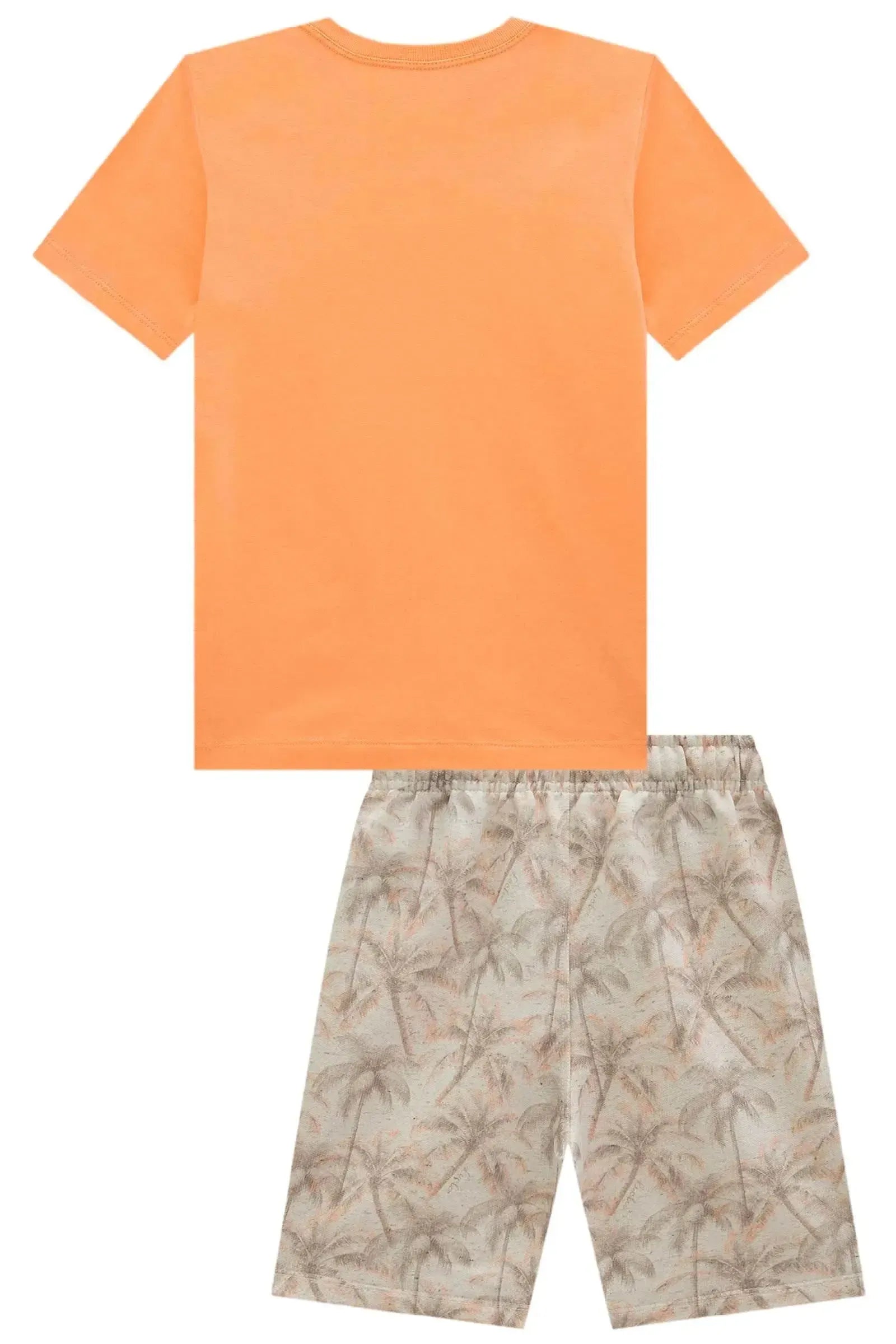 Conjunto de Camiseta em Meia Malha e Bermuda em Moletom Linho sem Pelúcia 99614 LucBoo Infantil Menino