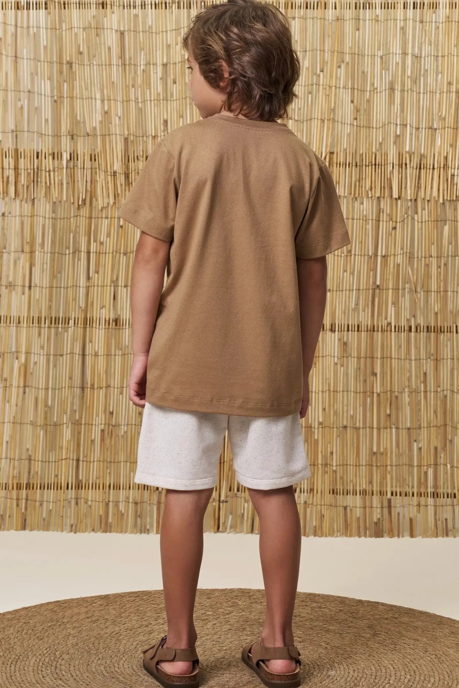 Conjunto de Camiseta em Meia Malha e Bermuda em Moletom Linho sem Pelúcia 99004 LucBoo Infantil Menino