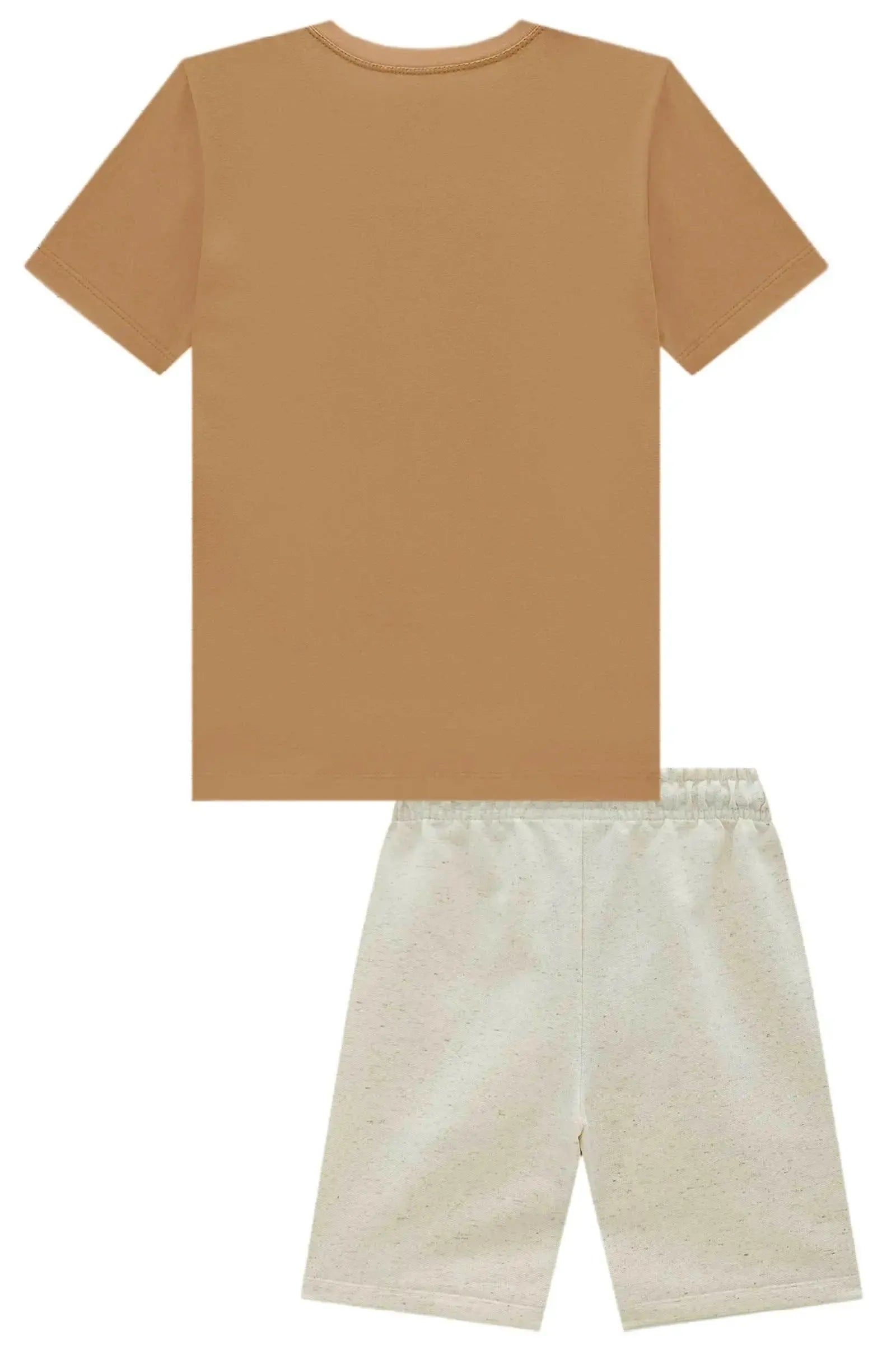Conjunto de Camiseta em Meia Malha e Bermuda em Moletom Linho sem Pelúcia 99004 LucBoo Infantil Menino
