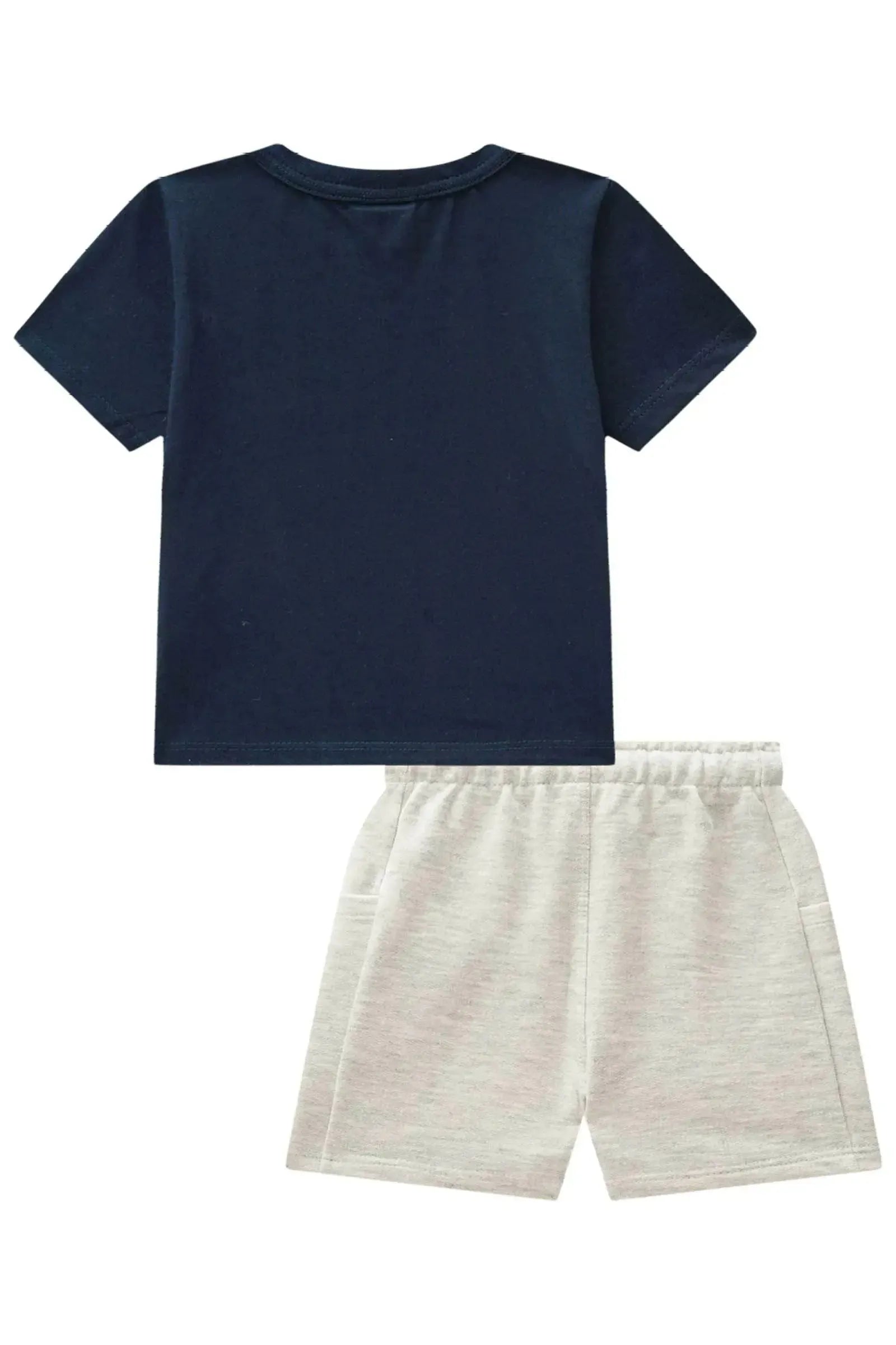 Conjunto de Camiseta em Meia Malha e Bermuda em Moletom sem Pelúcia 82960 LucBoo Bebê Menino