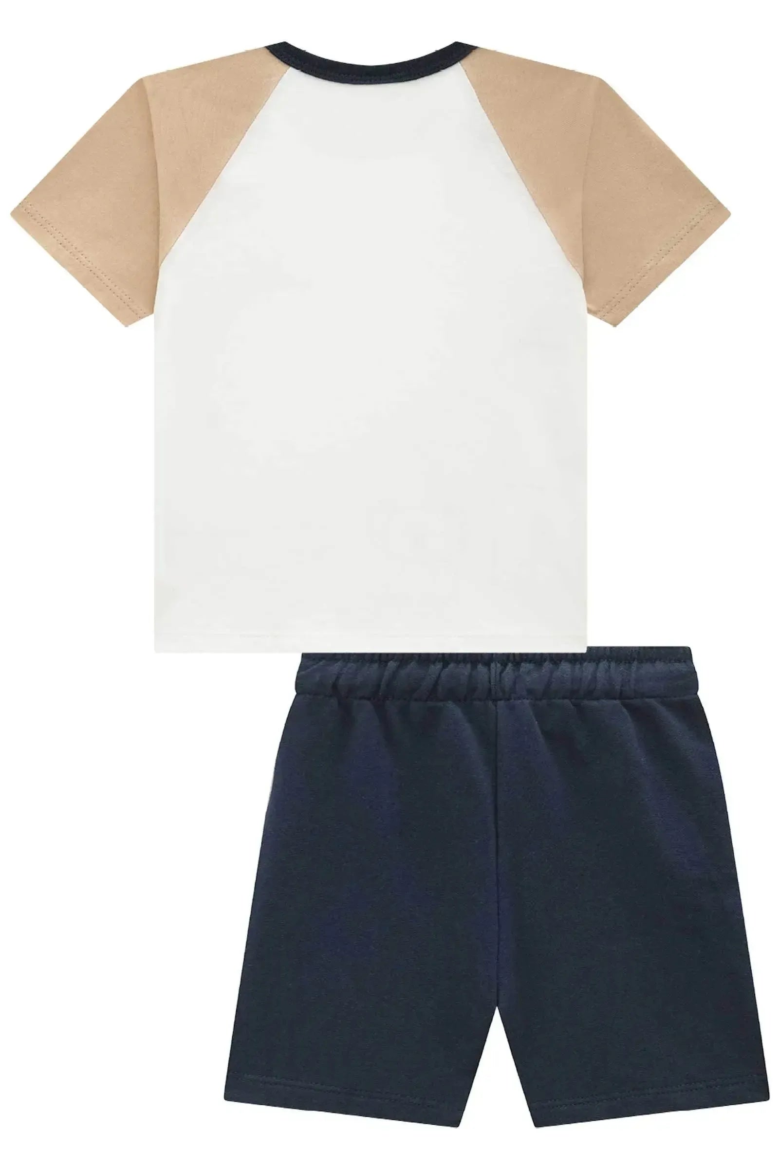 Conjunto de Camiseta em Meia Malha e Bermuda em Moletom sem Pelúcia 97204 LucBoo Bebê Menino