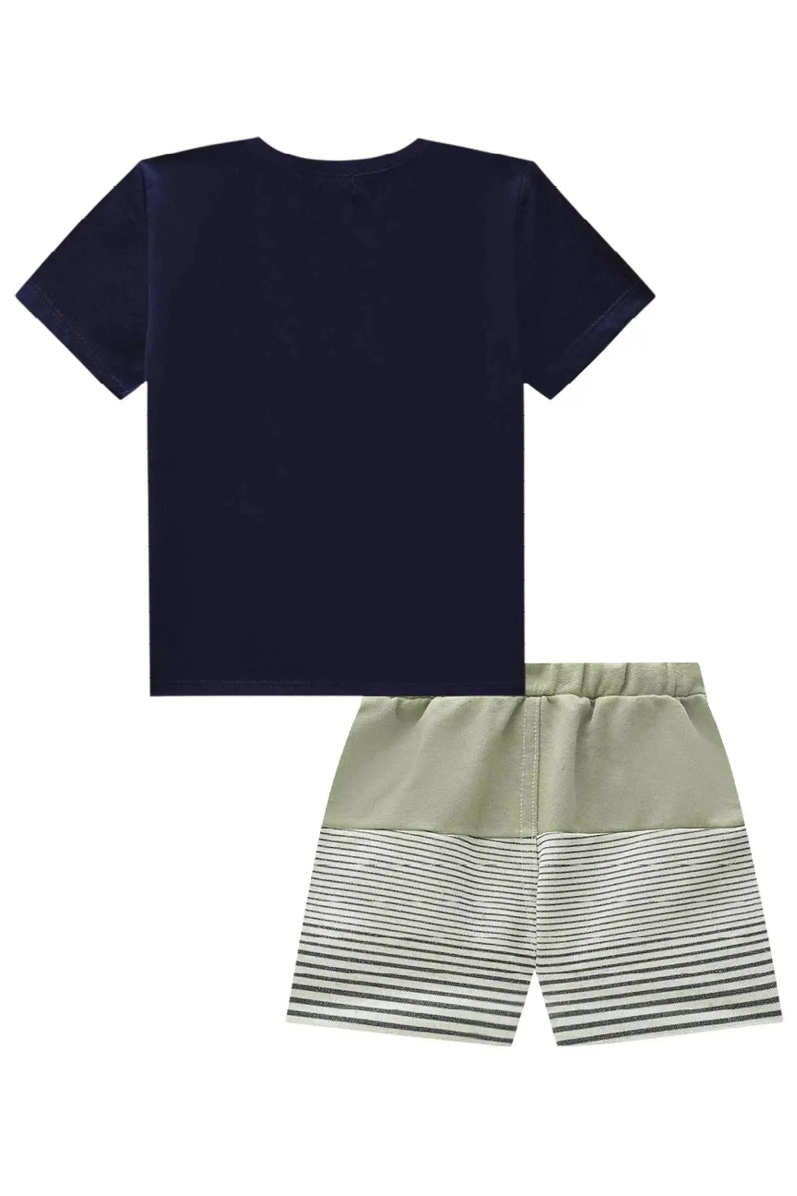 Conjunto de Camiseta em Meia Malha e Bermuda em Moletom sem Pelúcia 86332 Johnny Fox Bebê Menino