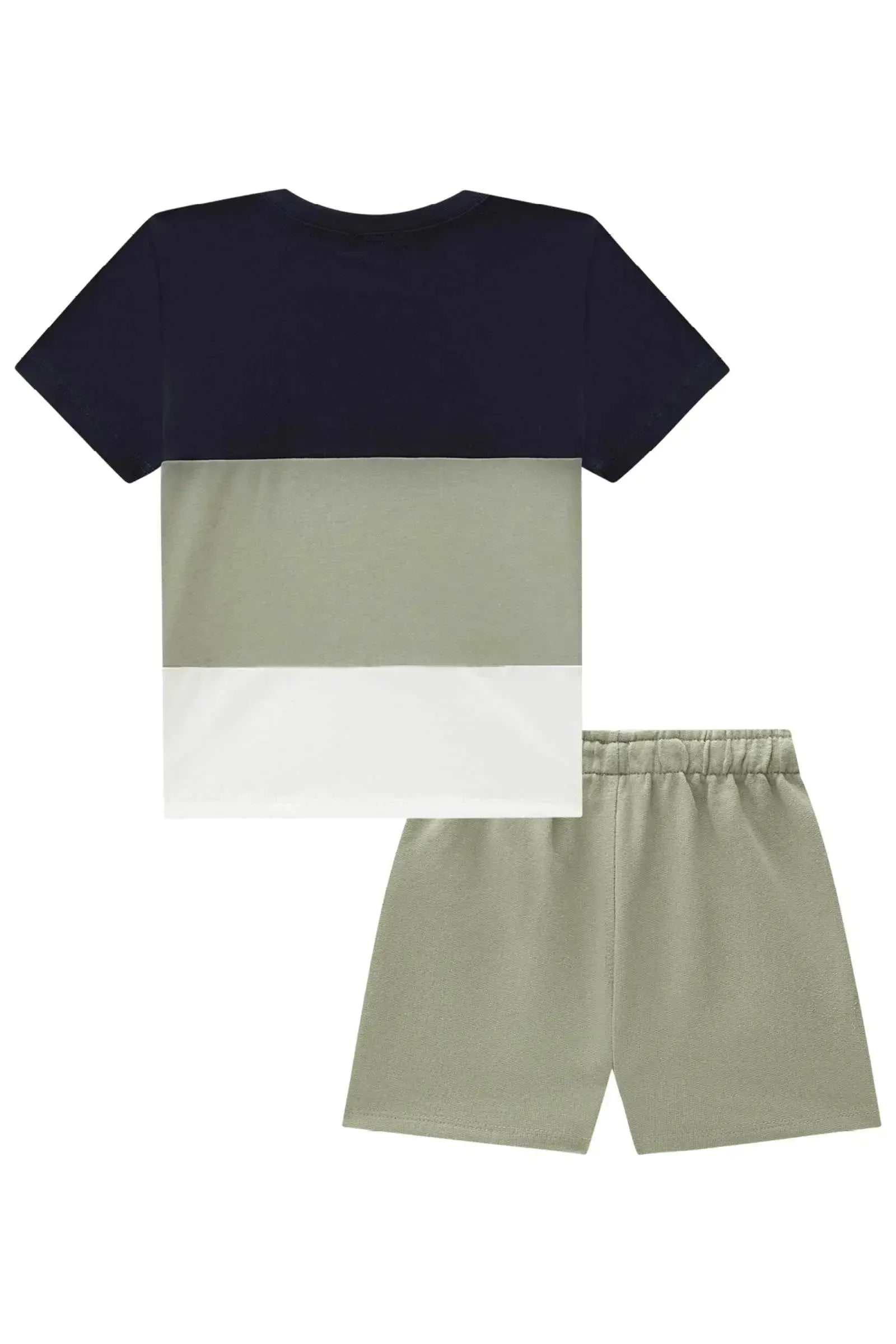 Conjunto de Camiseta em Meia Malha e Bermuda em Moletom sem Pelucia 87716 Johnny Fox Bebê Menino