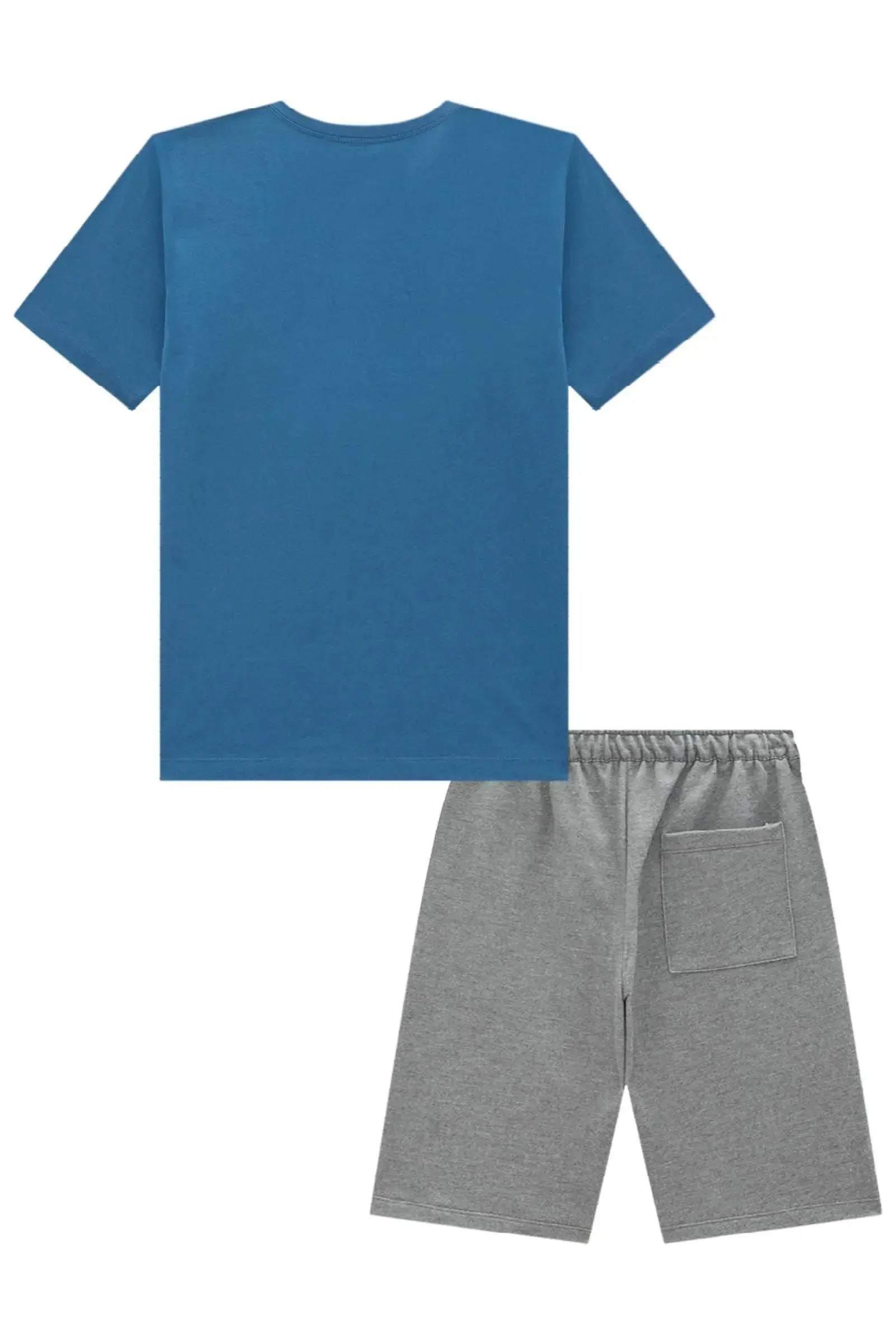 Conjunto de Camiseta em Meia Malha e Bermuda em Moletom sem Pelúcia 96867 Johnny Fox Teen Menino