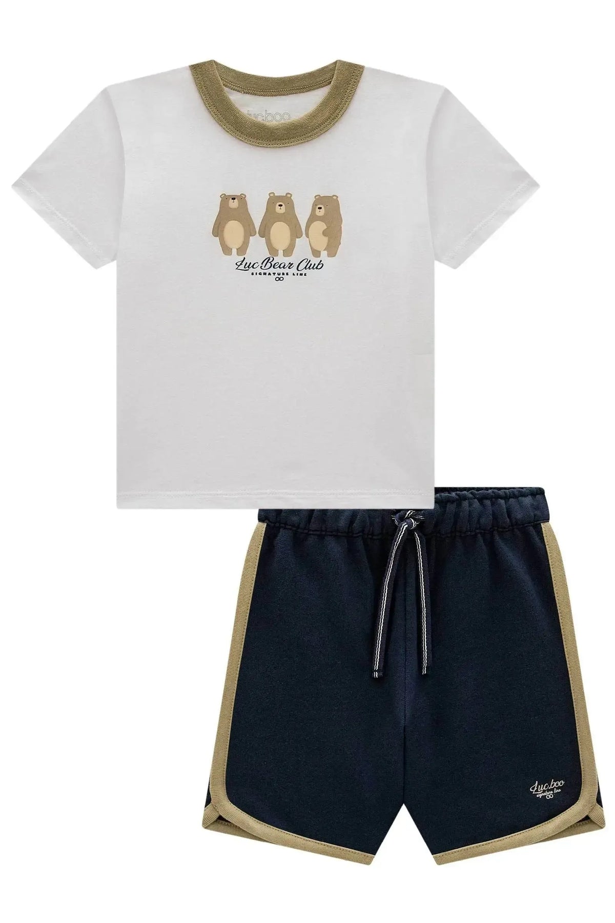 Conjunto de Camiseta em Meia Malha e Bermuda em Moletom sem Pelúcia 97911 LucBoo Infantil Menino