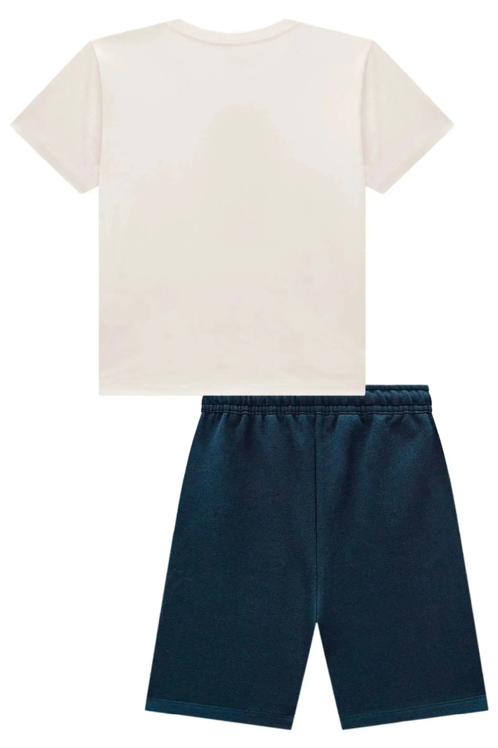 Conjunto de Camiseta em Meia Malha e Bermuda em Moletom sem Pelúcia 98268 LucBoo Infantil Menino