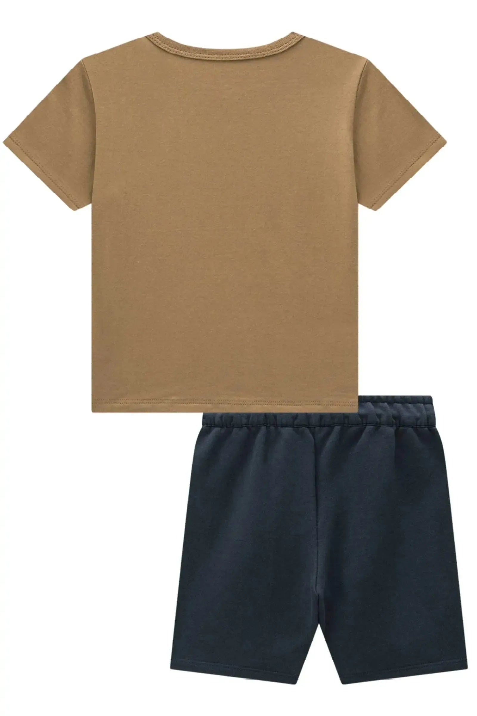 Conjunto de Camiseta em Meia Malha e Bermuda em Moletom sem Pelucia 99226 Johnny Fox Teen Menino