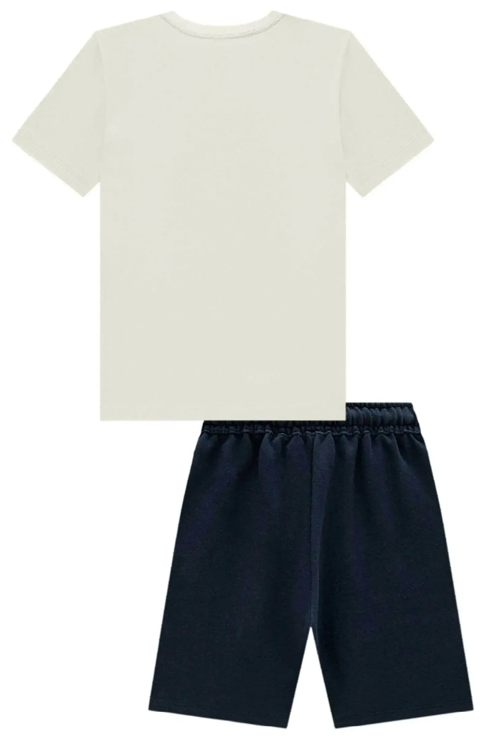 Conjunto de Camiseta em Meia Malha e Bermuda em Moletom sem Pelúcia 99365 LucBoo Infantil Menino