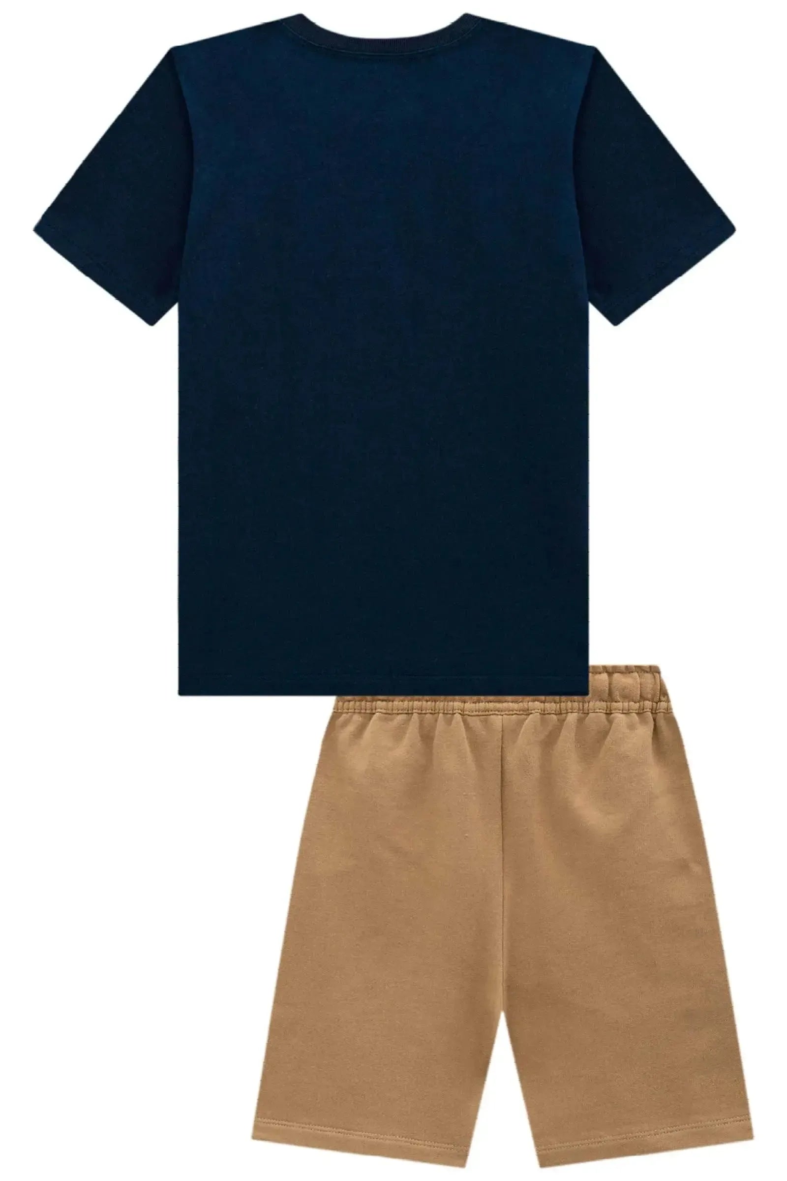 Conjunto de Camiseta em Meia Malha e Bermuda em Moletom sem Pelúcia 99618 LucBoo Infantil Menino