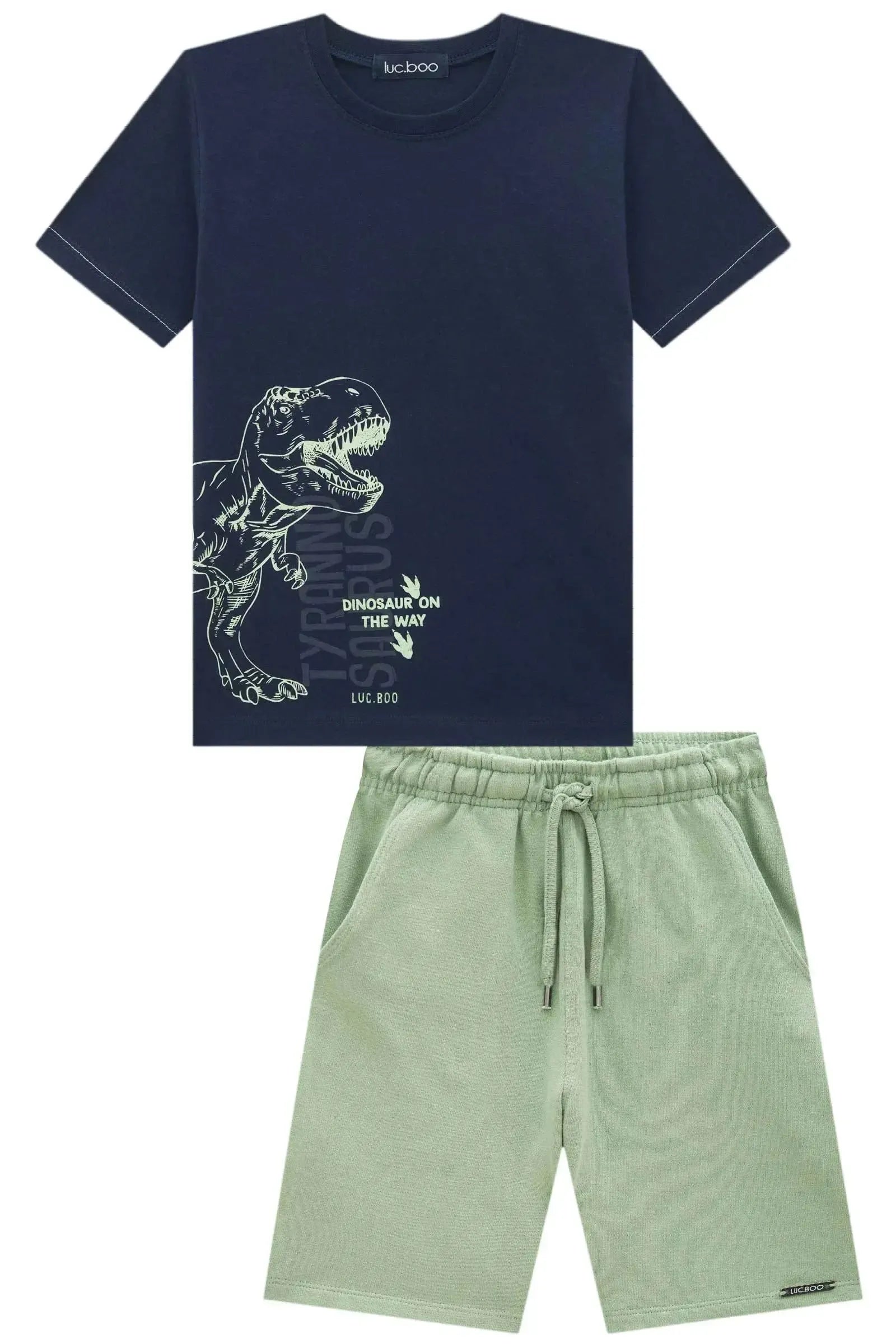 Conjunto de Camiseta em Meia Malha e Bermuda em Moletwill com Elastano 94845 LucBoo Infantil Menino