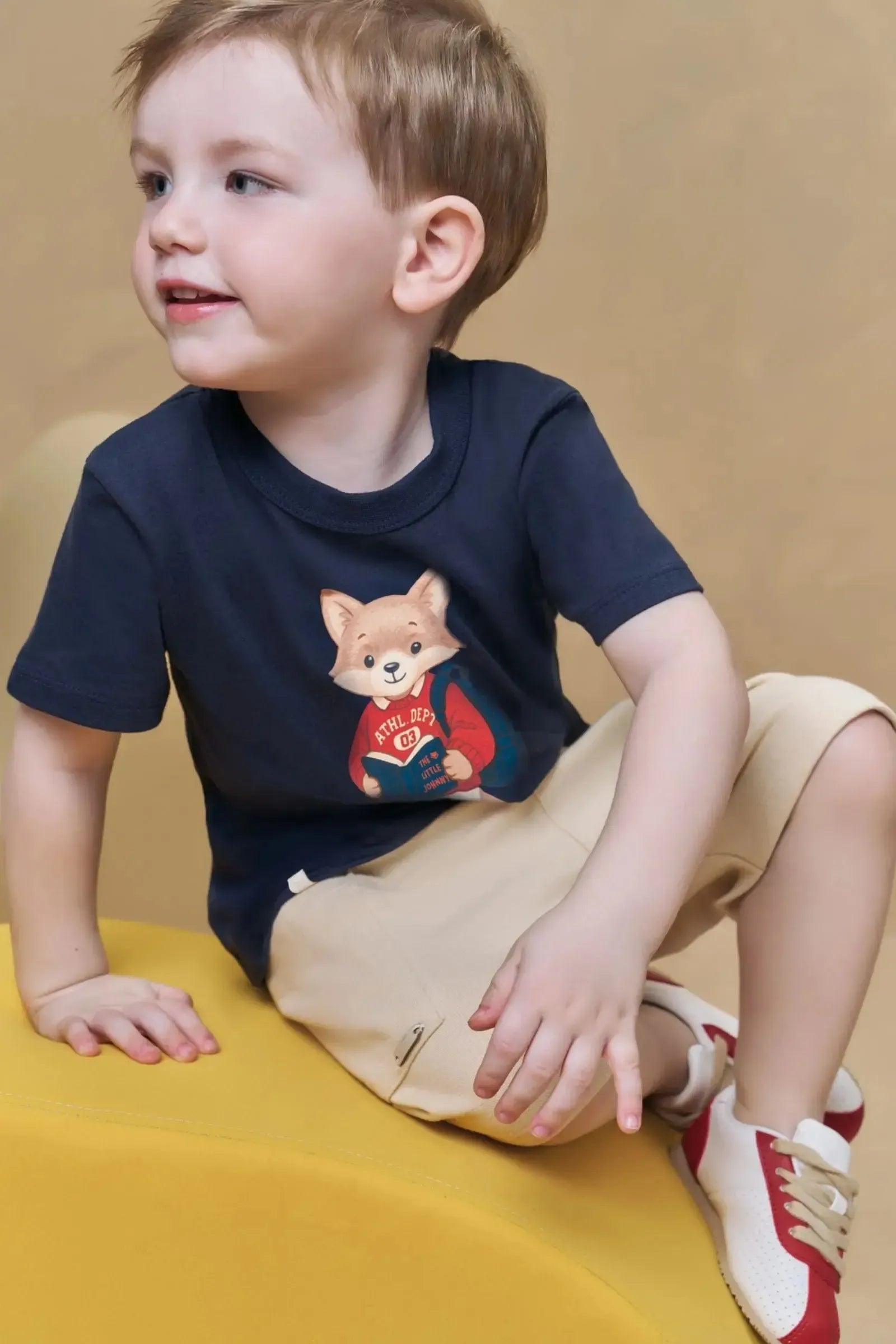 Conjunto de Camiseta em Meia Malha e Bermuda em Moletwill com Elastano 95178 Johnny Fox Teen Menino