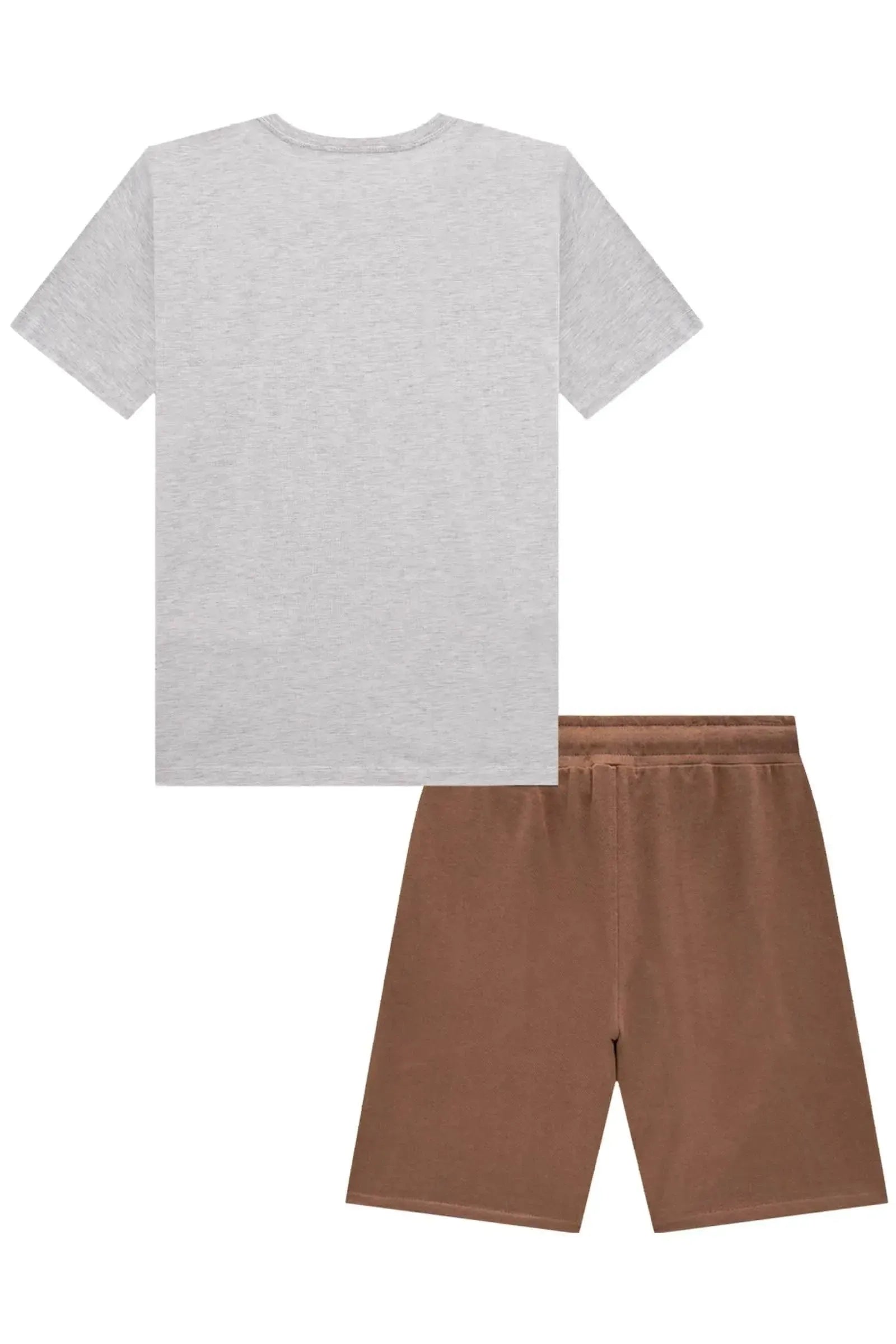 Conjunto de Camiseta em Meia Malha e Bermuda em Moletwill com Elastano 85067 Johnny Fox Teen Menino