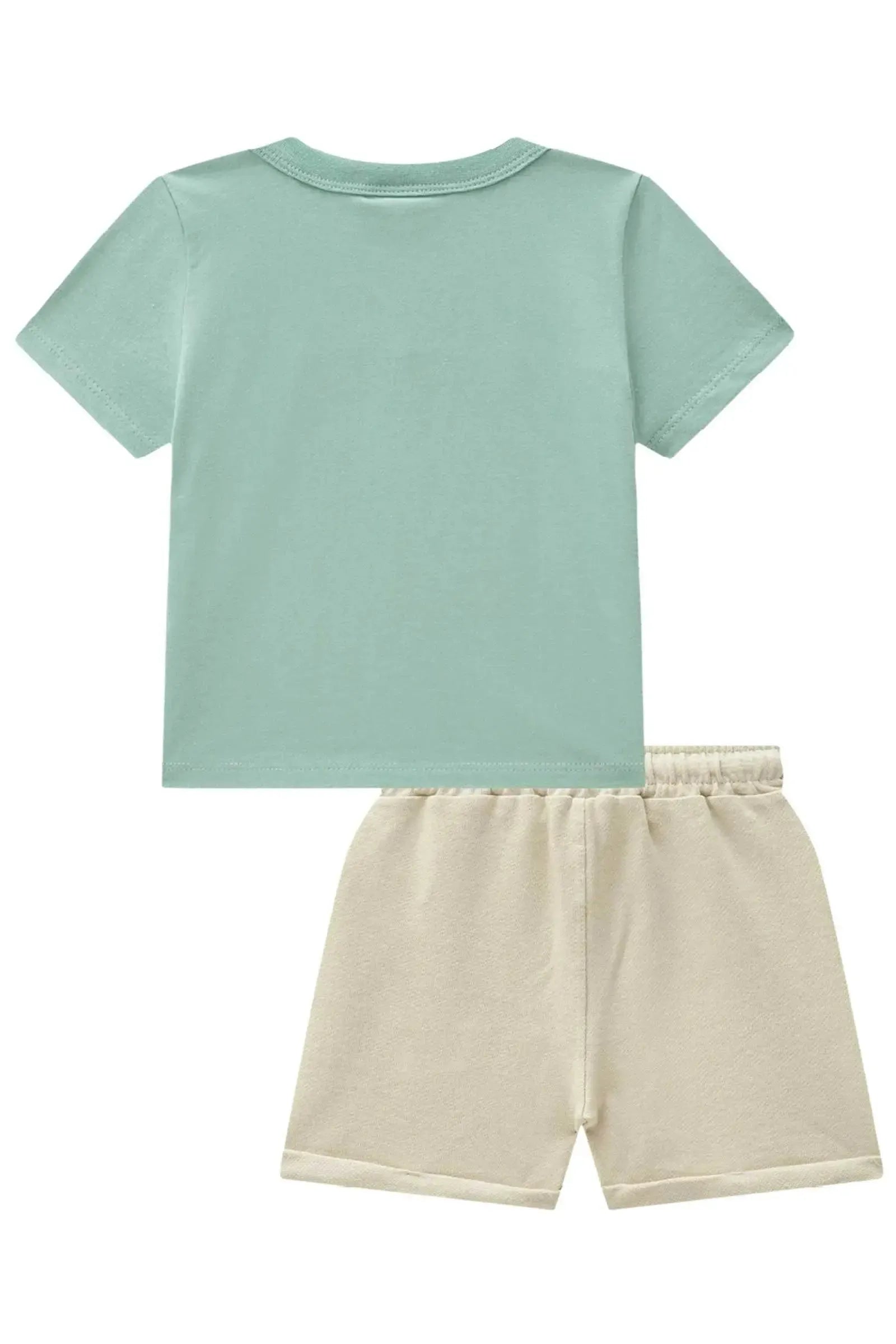 Conjunto de Camiseta em Meia Malha e Bermuda em Moletwill com Elastano 85192 LucBoo Bebê Menino