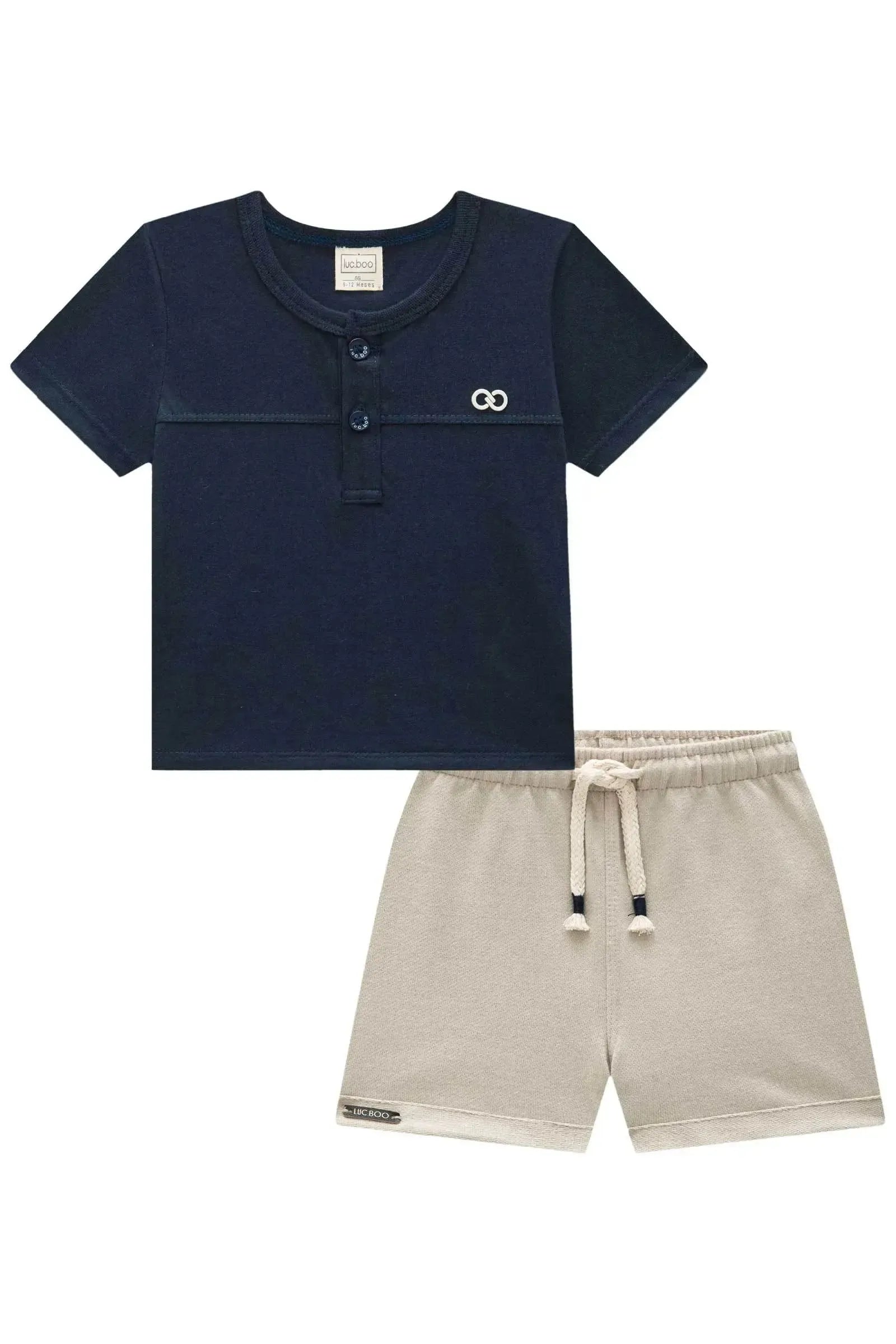 Conjunto de Camiseta em Meia Malha e Bermuda em Moletwill com Elastano 92819 LucBoo Bebê Menino