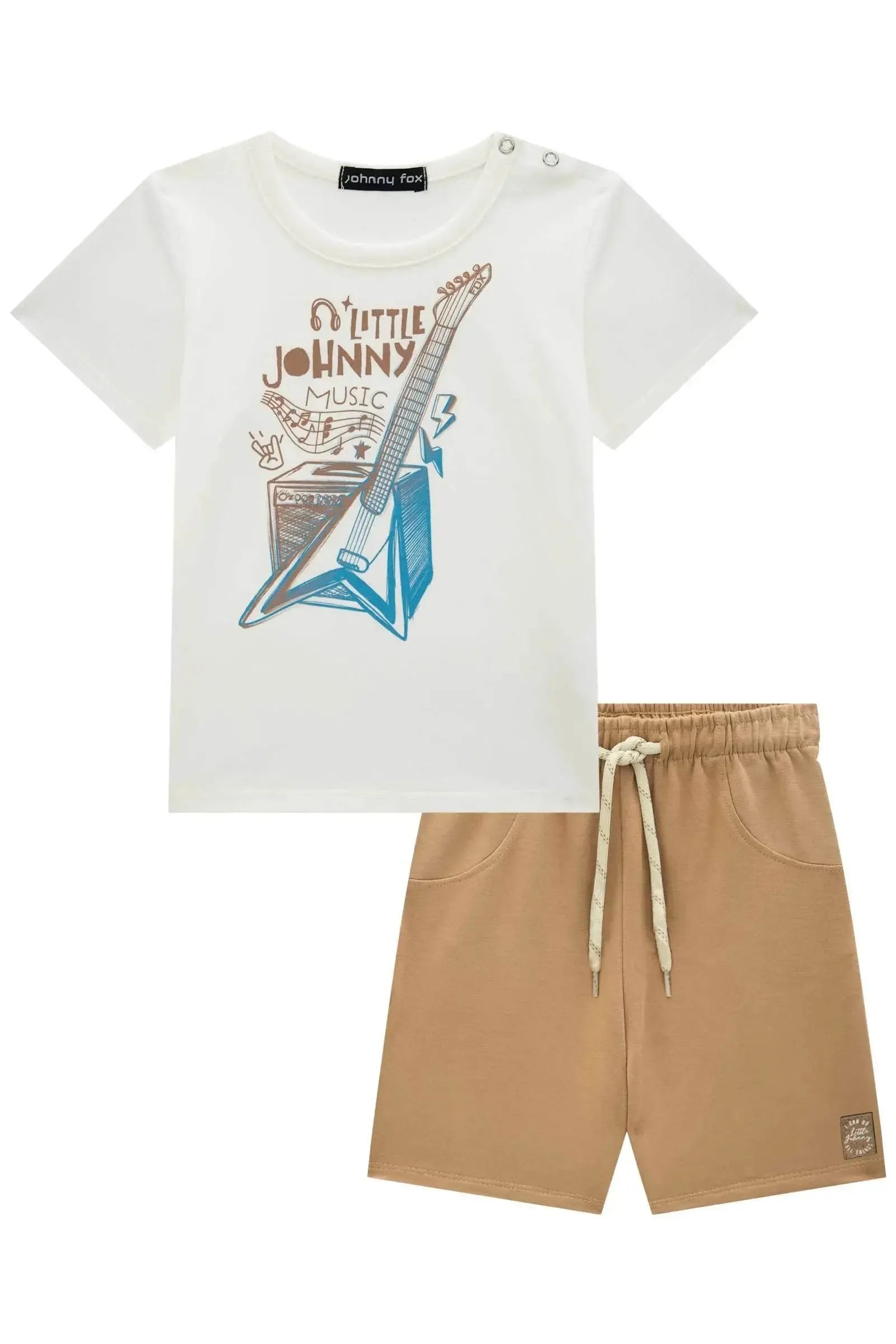 Conjunto de Camiseta em Meia Malha e Bermuda em Molevisco 84709 Johnny Fox Teen Menino