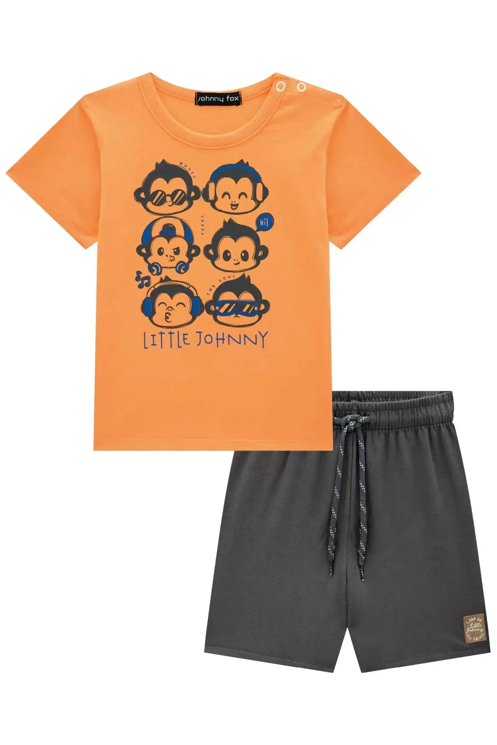 Conjunto de Camiseta em Meia Malha e Bermuda em Molevisco 84709 Johnny Fox Teen Menino