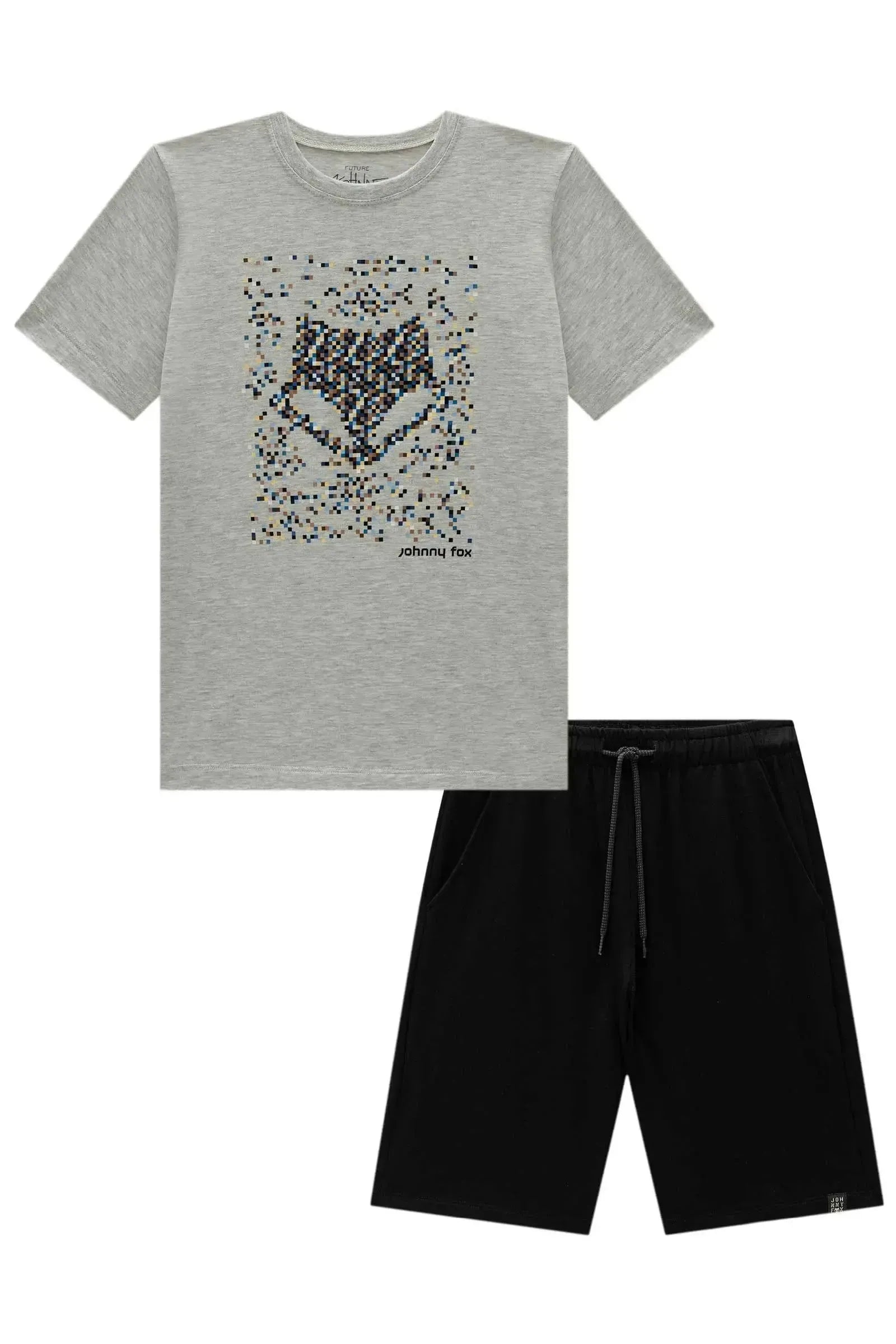 Conjunto de Camiseta em Meia Malha e Bermuda em Molevisco com Elastano 96866 Johnny Fox Teen Menino