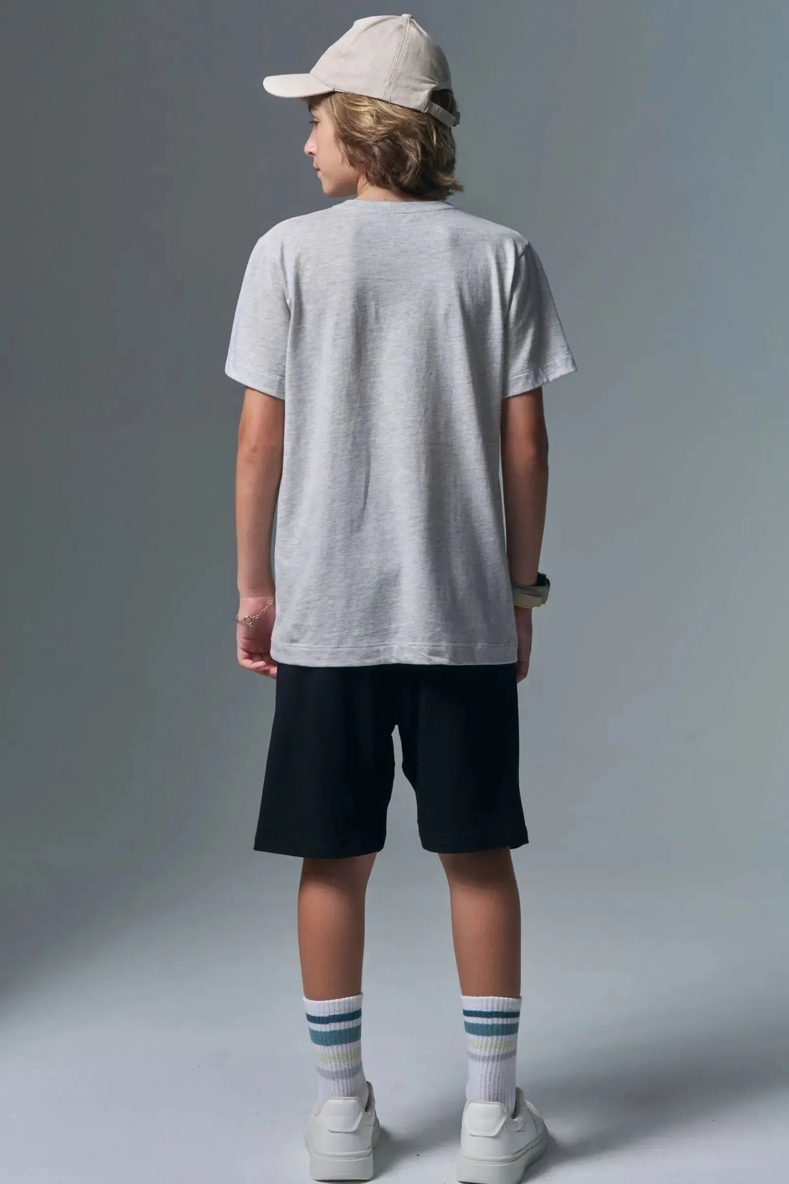 Conjunto de Camiseta em Meia Malha e Bermuda em Molevisco com Elastano 96866 Johnny Fox Teen Menino