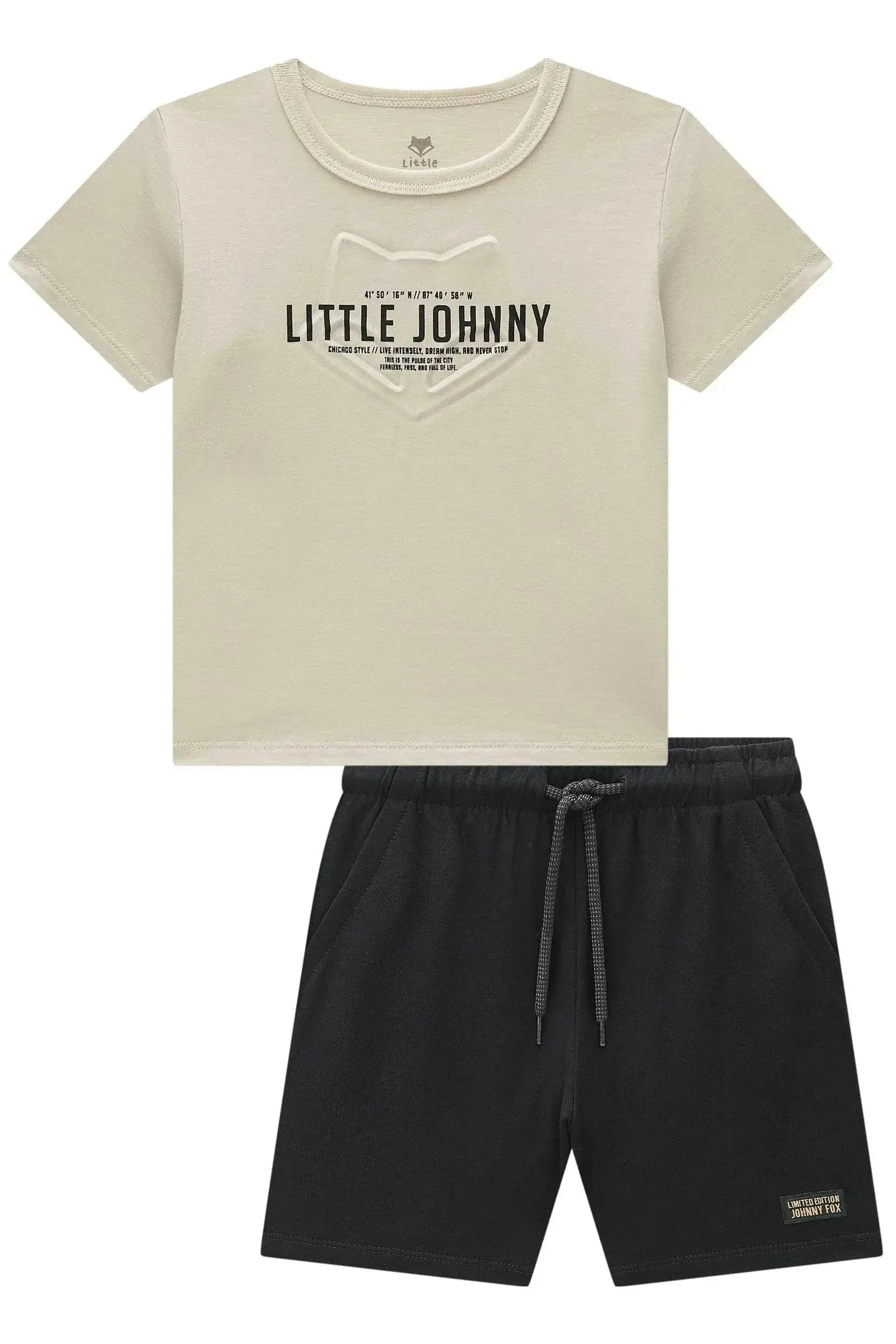 Conjunto de Camiseta em Meia Malha e Bermuda em Molevisco com Elastano 99238 Johnny Fox Teen Menino