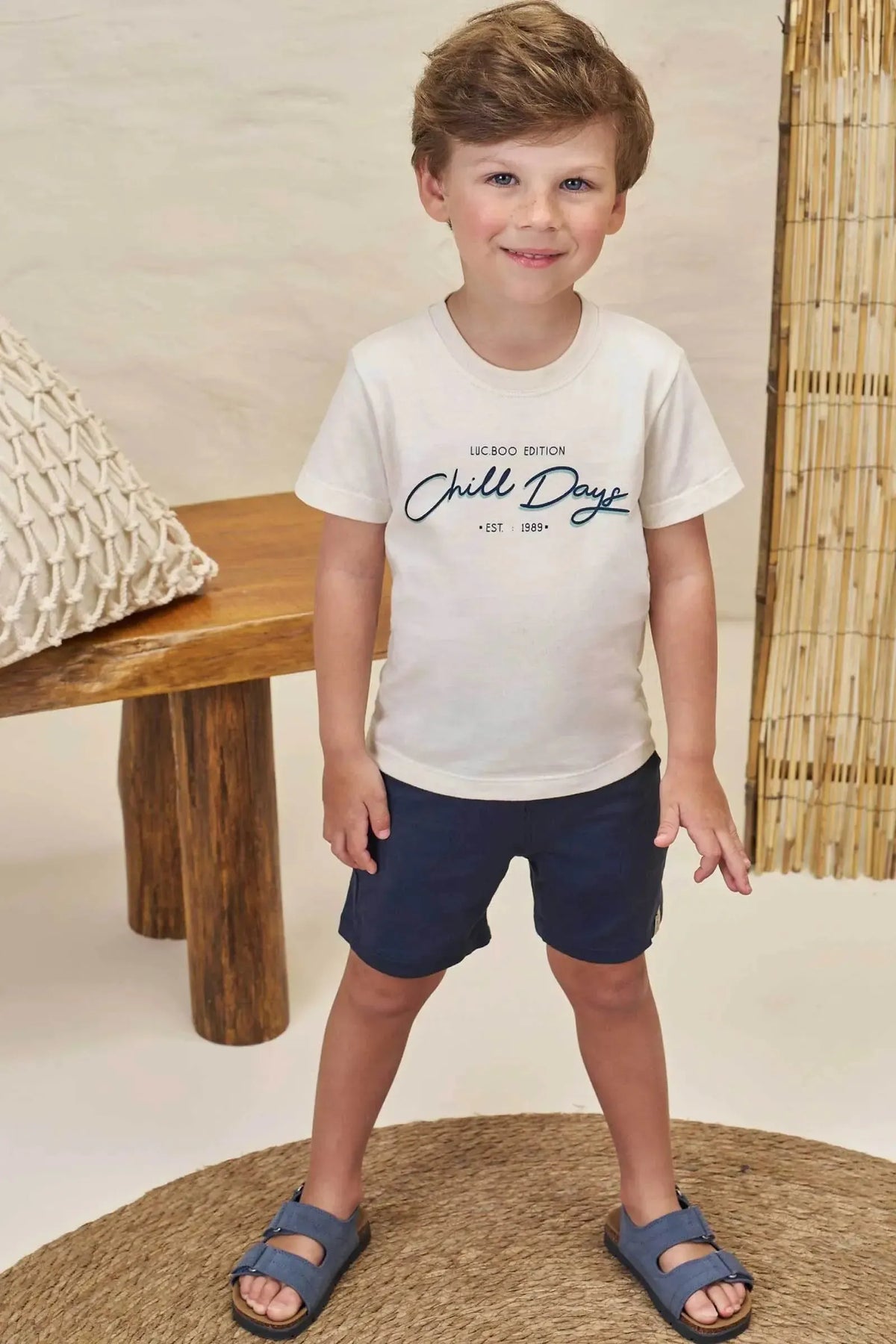 Conjunto de Camiseta em Meia Malha e Bermuda em Molevisco com Elastano 99550 LucBoo Infantil Menino