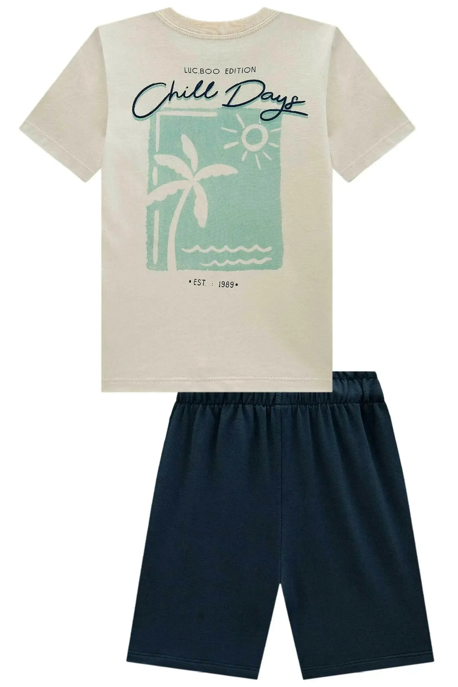 Conjunto de Camiseta em Meia Malha e Bermuda em Molevisco com Elastano 99550 LucBoo Infantil Menino