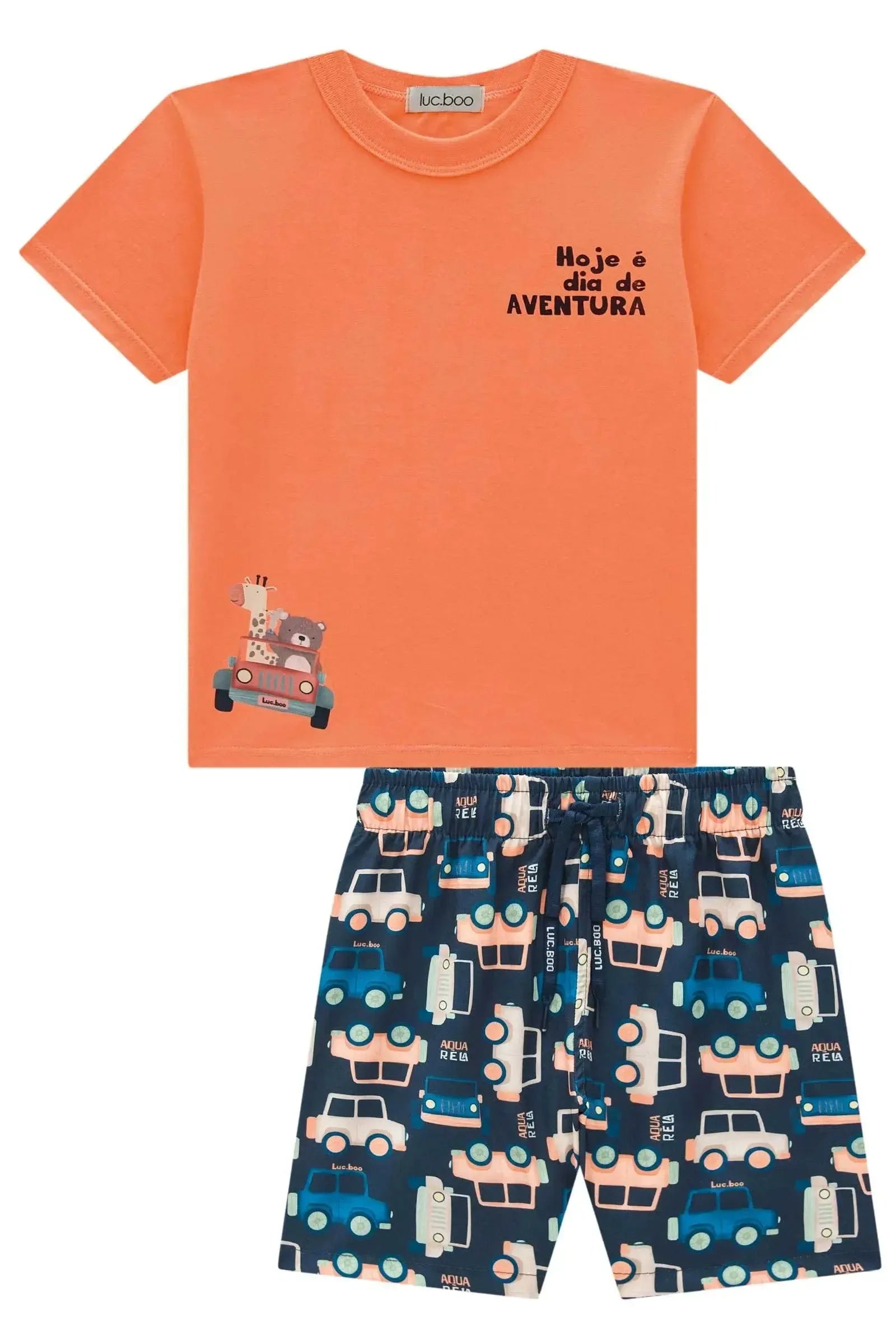 Conjunto de Camiseta em Meia Malha e Bermuda em Nylon Ergonomic com Elastano 95041 LucBoo Infantil Menino