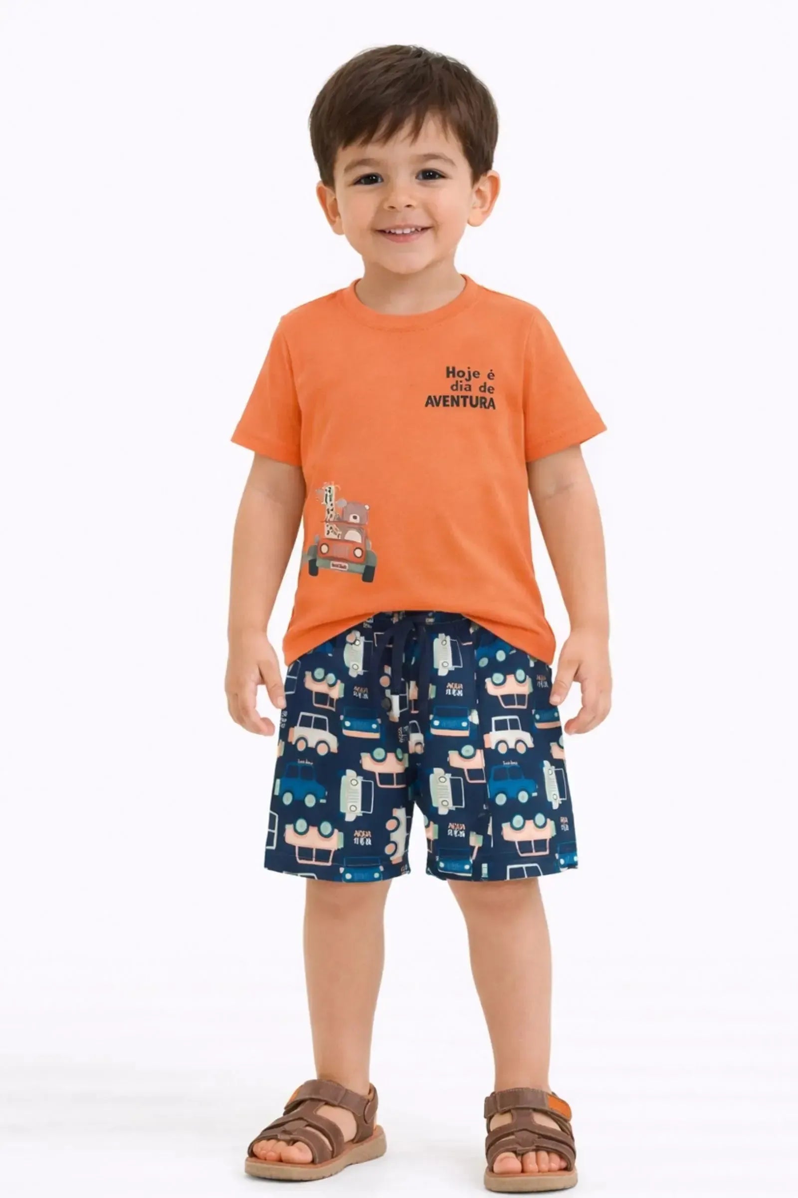 Conjunto de Camiseta em Meia Malha e Bermuda em Nylon Ergonomic com Elastano 95041 LucBoo Infantil Menino