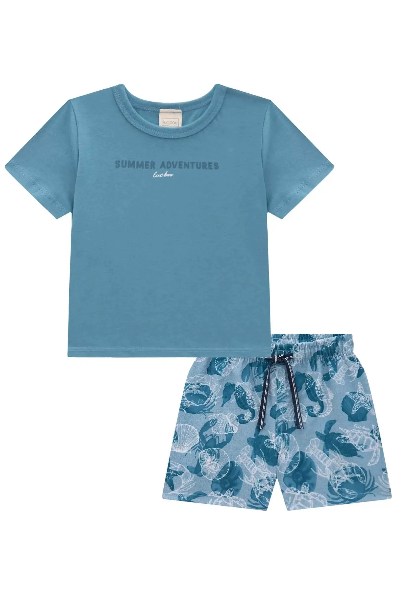 Conjunto de Camiseta em Meia Malha e Bermuda em Nylon Ergonomic com Elastano 83378 LucBoo Bebê Menino