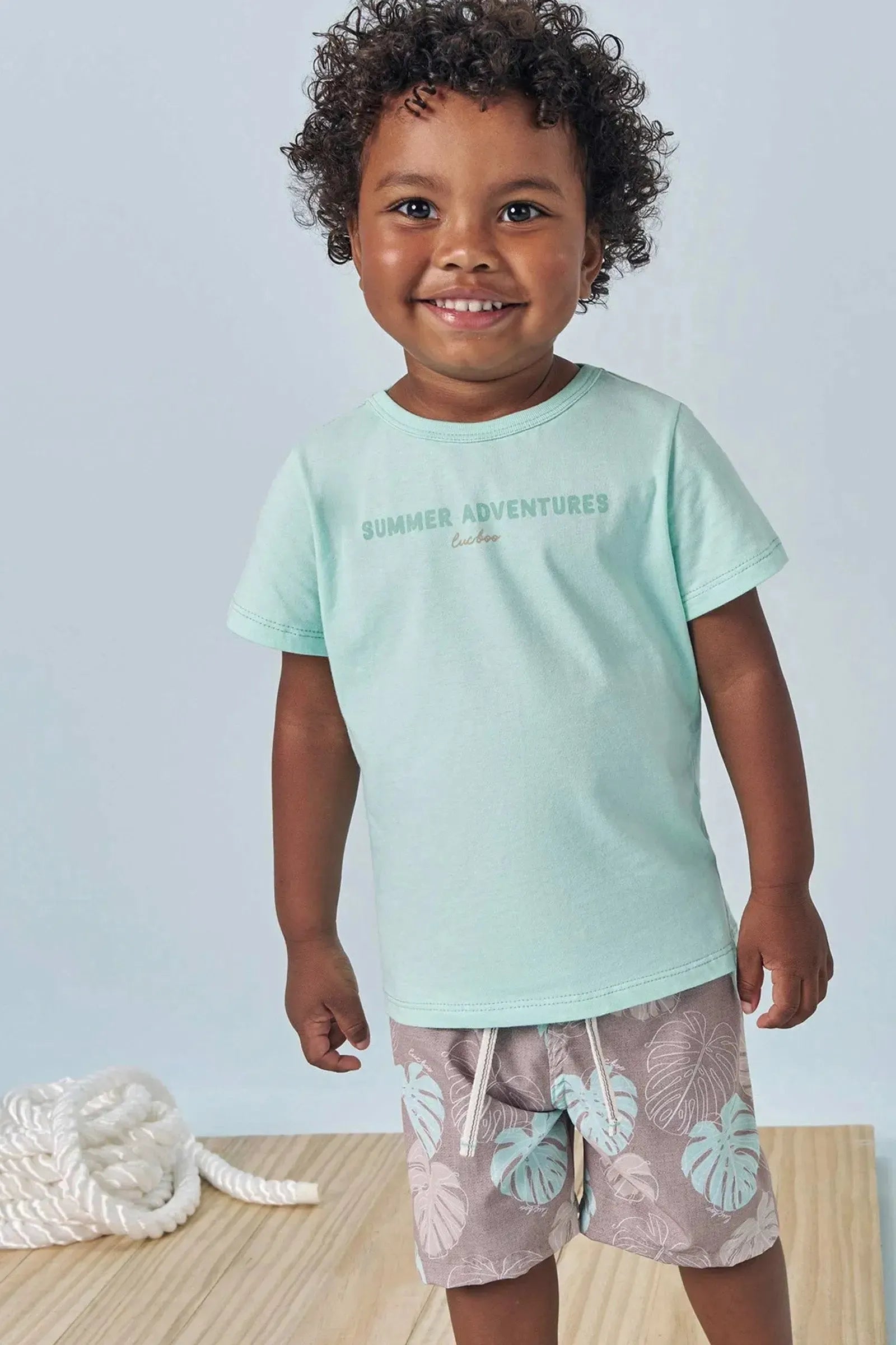 Conjunto de Camiseta em Meia Malha e Bermuda em Nylon Ergonomic com Elastano 83378 LucBoo Bebê Menino